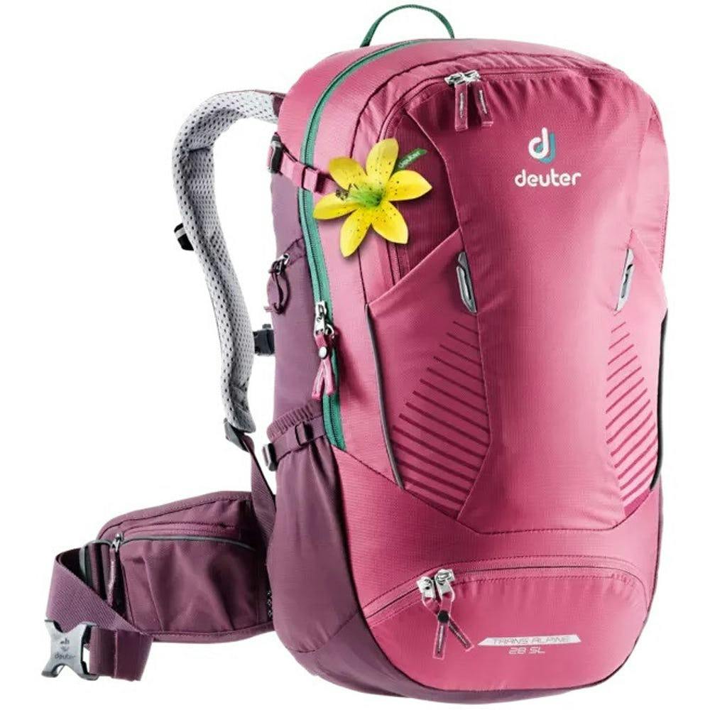 A product image of the Deuter Trans Alpine 28L Pack in Ruby-Blackberry.