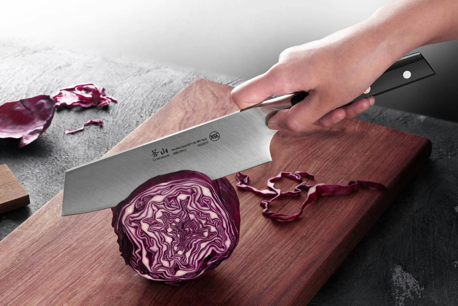 7 Rocking Chef Knife with Sheath - Black