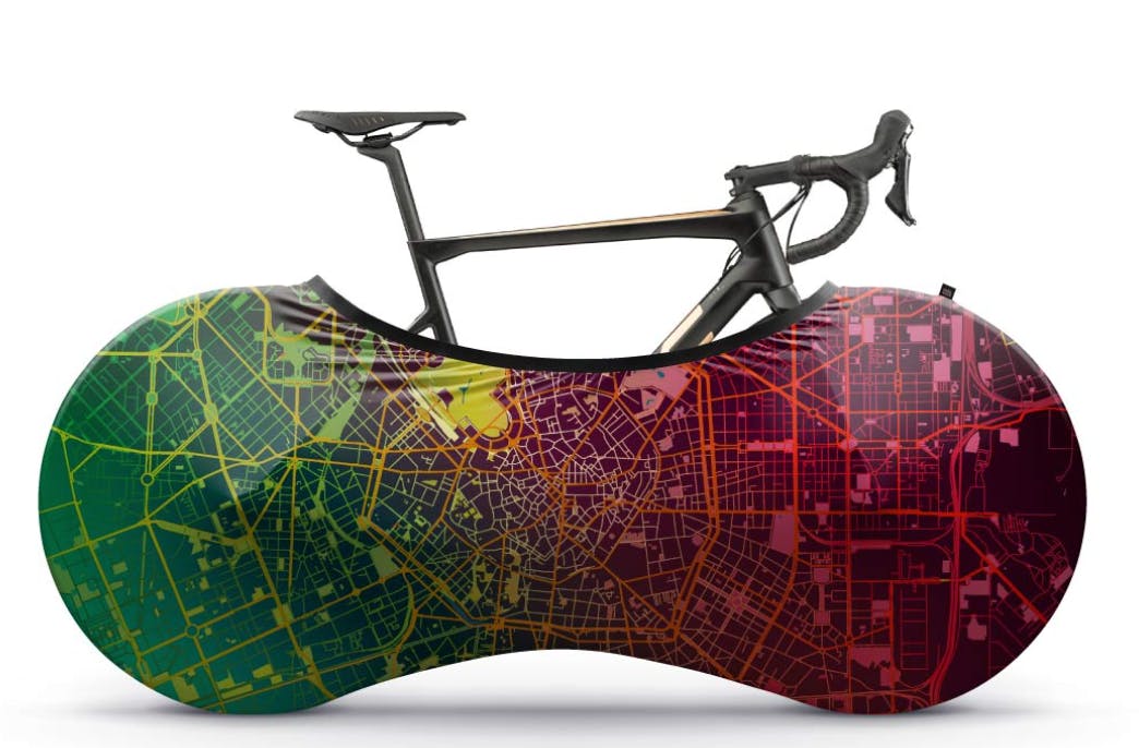 The VeloSock Indoor Bike Cover in the Milan pattern.