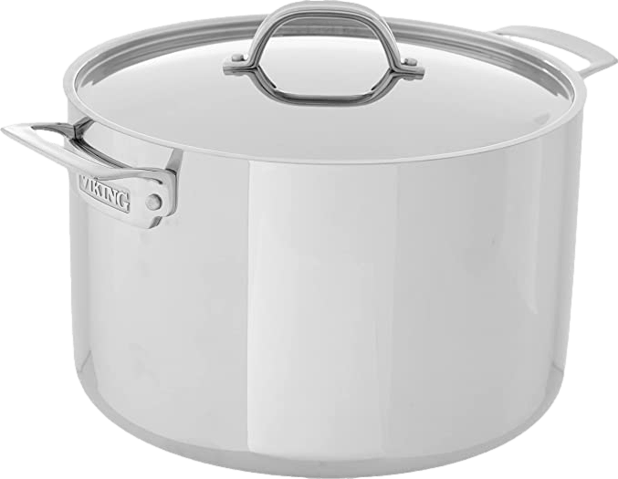 Viking 3-Ply 12 Qt  Stock Pot with Metal Lid, Stainless Steel, Mirror Finish