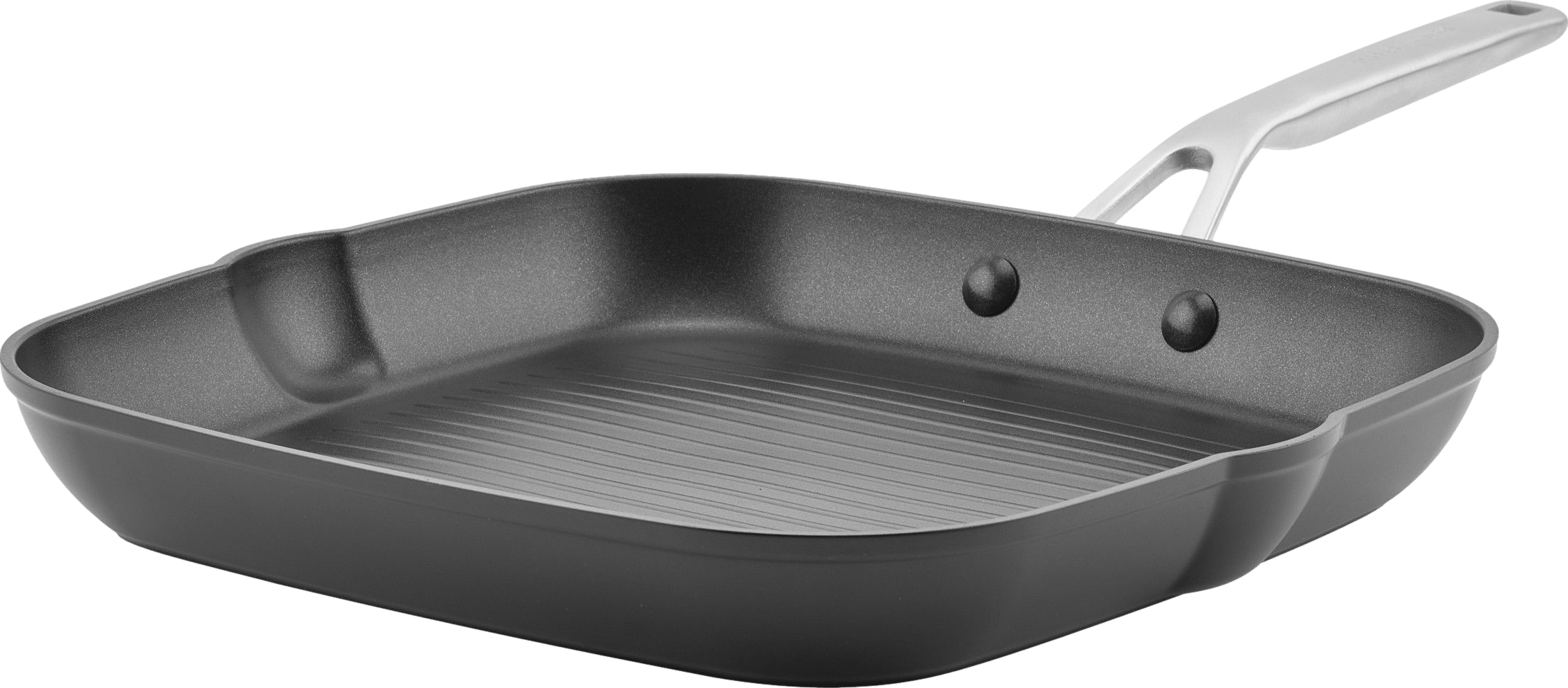 KitchenAid Hard-Anodized Induction Nonstick Square Grill Pan, 11.25-Inch,  Matte Black