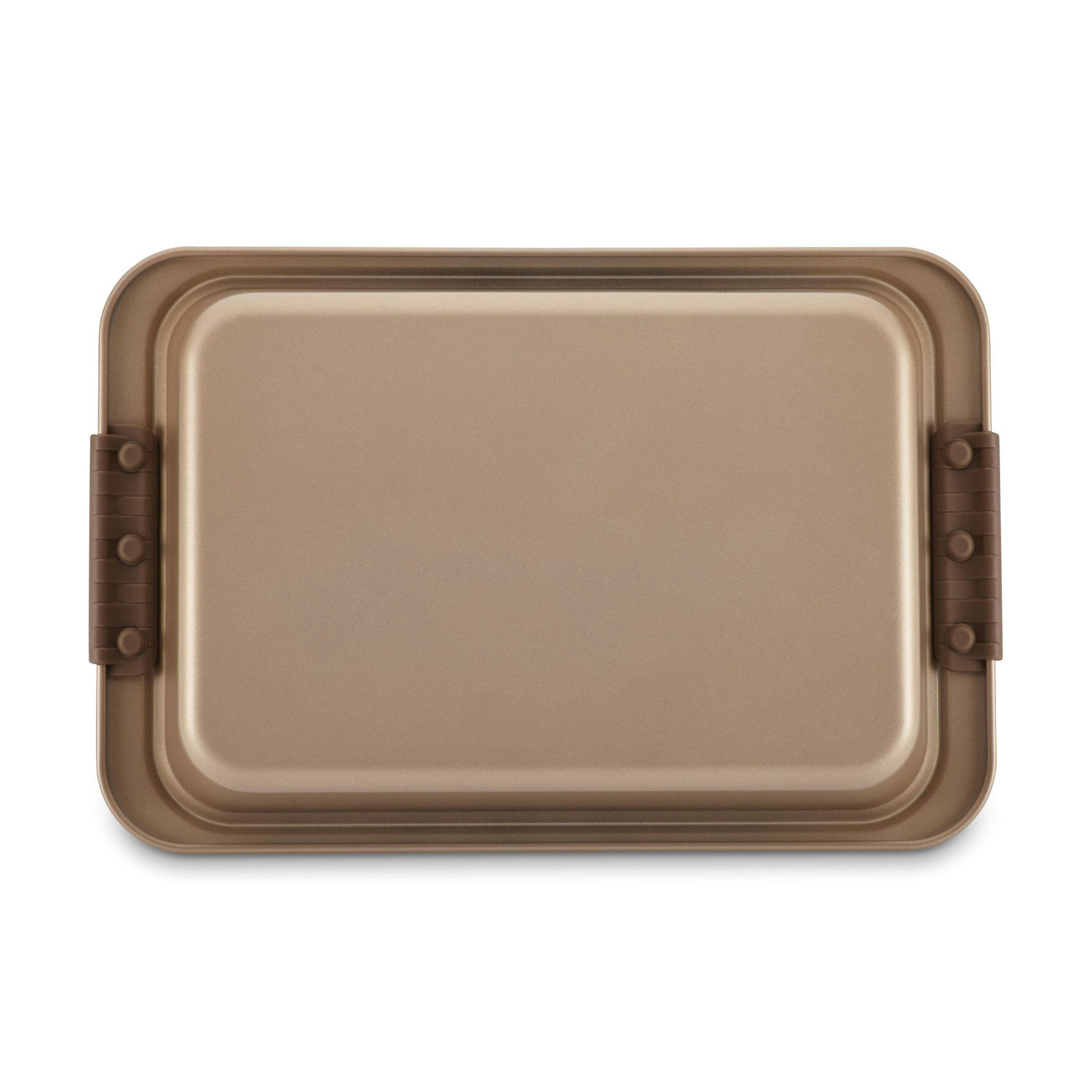 Anolon Advanced Bakeware Nonstick Cake Pan with Lid and Silicone Grips, 9-inch x 13-inch, Bronze