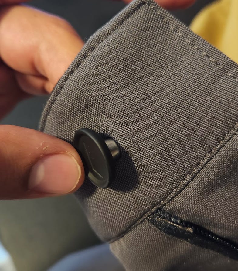 Button on the Volcom Men's Freakin Snow Chino Pants. 