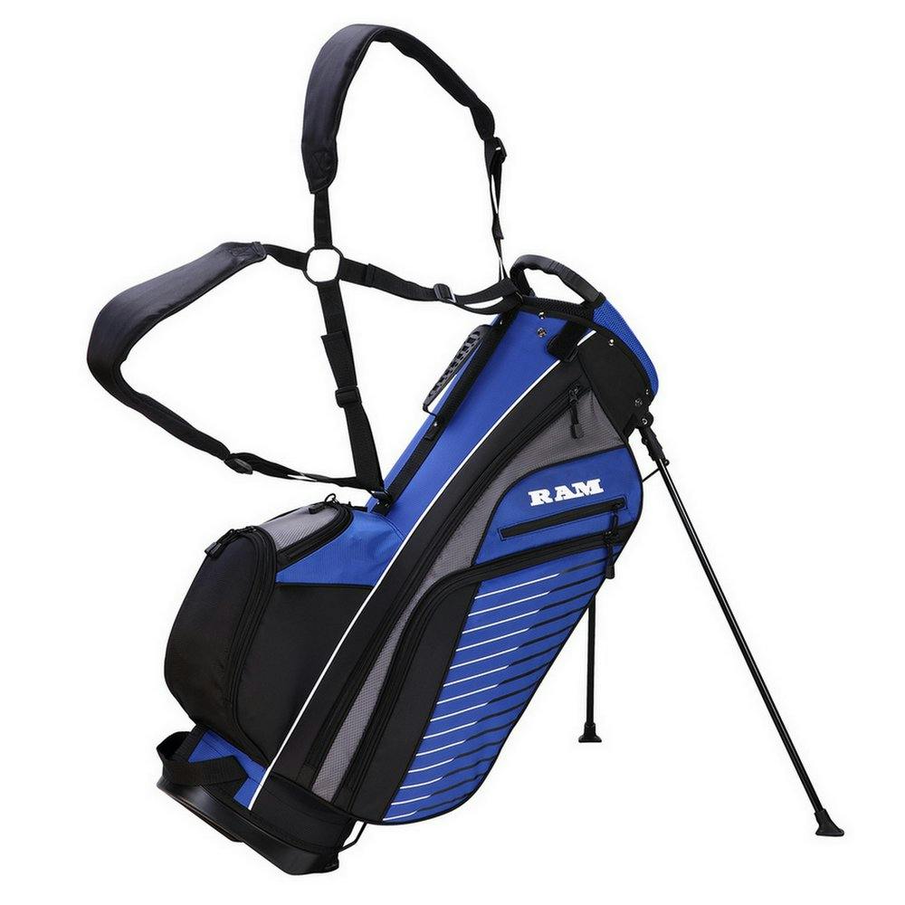 Ram Golf Lightweight Dual Strap Stand/Carry Bag · Blue/Black/White