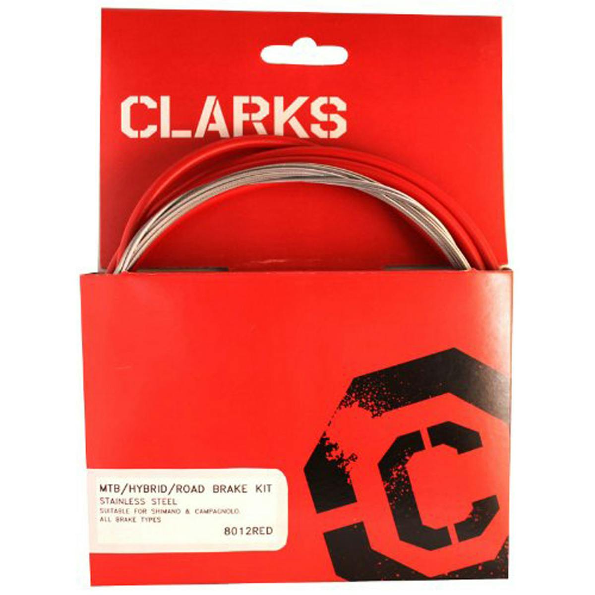Clarks Stainless Steel Brake Kit Compatible with MTB/Hybrid/Road · Red · 2275mm, Stainless