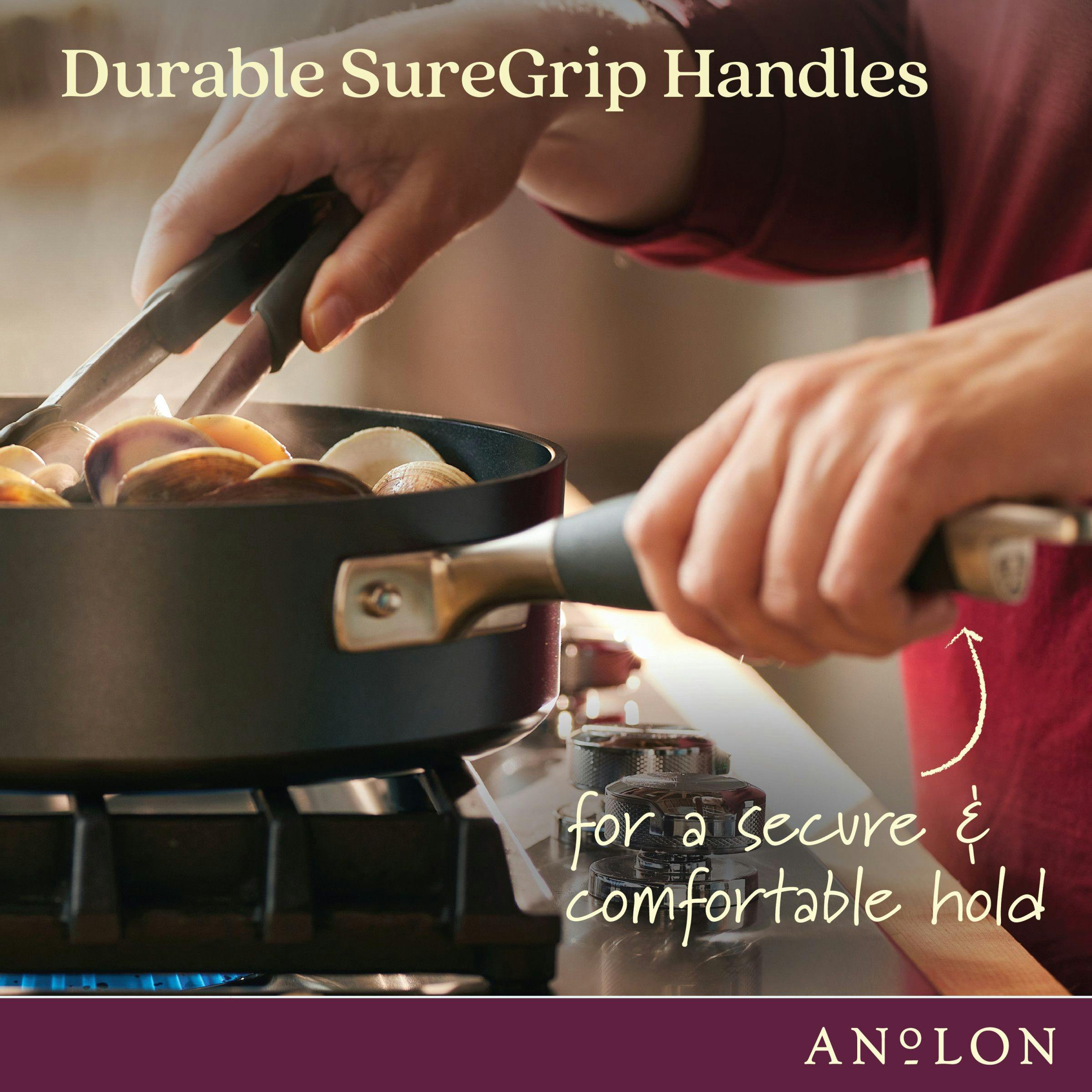 Anolon Advanced Home Hard-Anodized Nonstick Deep Frying Pan with Lid, 12-Inch, Bronze