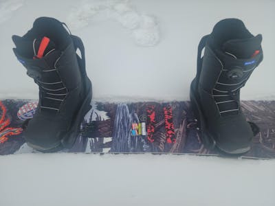 The Burton Ruler Step On Snowboard Boots · 2023 on a snowboard. 