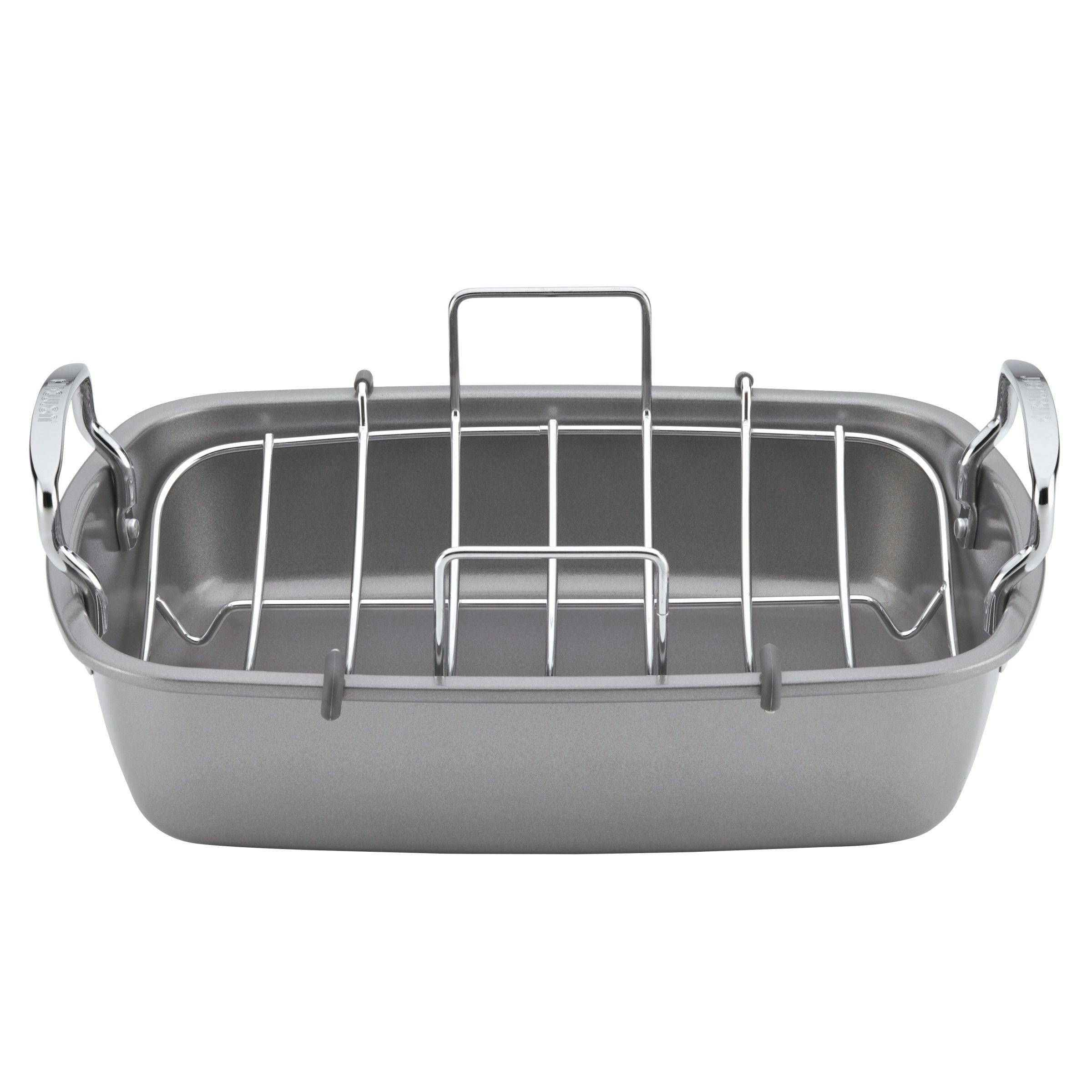 Circulon Total Bakeware Nonstick Roaster with Rack, 17-Inch x 13-Inch, Gray