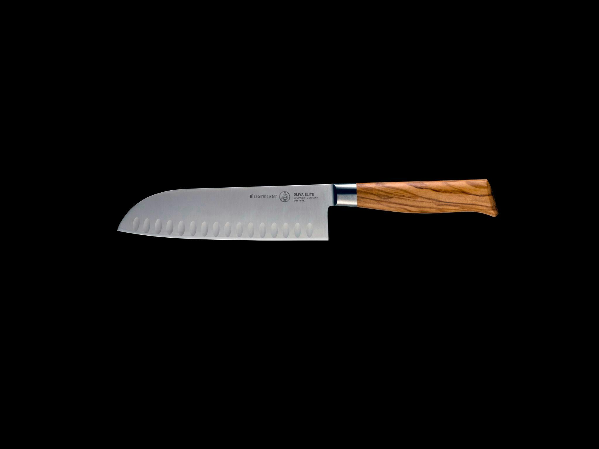 Messermeister Oliva Elite 7 Hollow Edge Santoku Knife