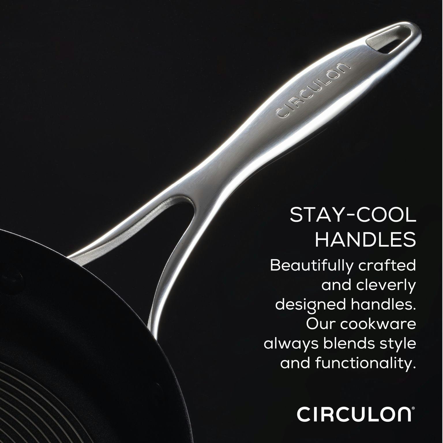 Circulon Stainless Steel Induction Frying Pan with SteelShield Hybrid Stainless and Nonstick Technology and Spatula, 9.5-Inch, Silver