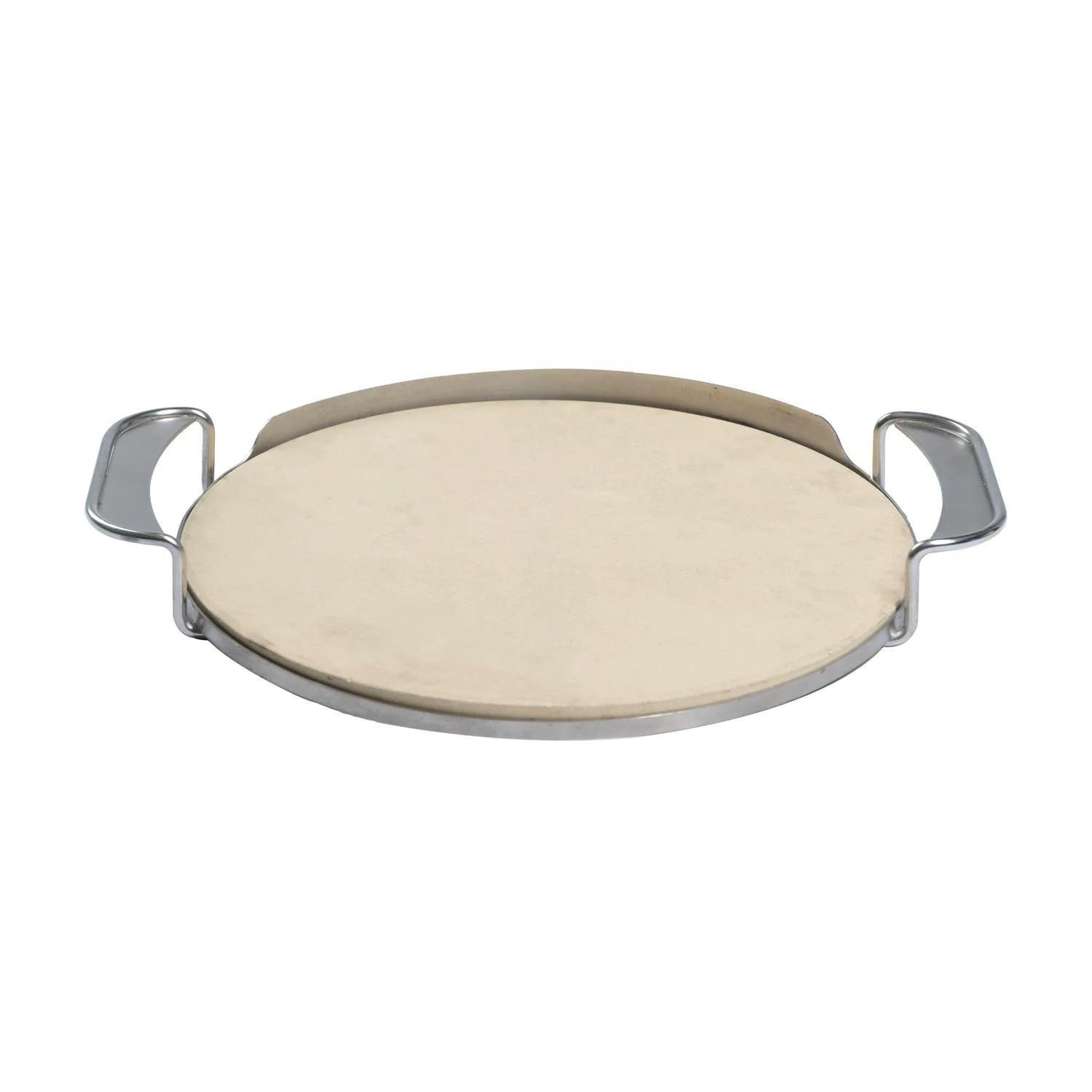 BBQGuys Signature Ceramic Pizza Stone With Stainless Steel Carry Rack