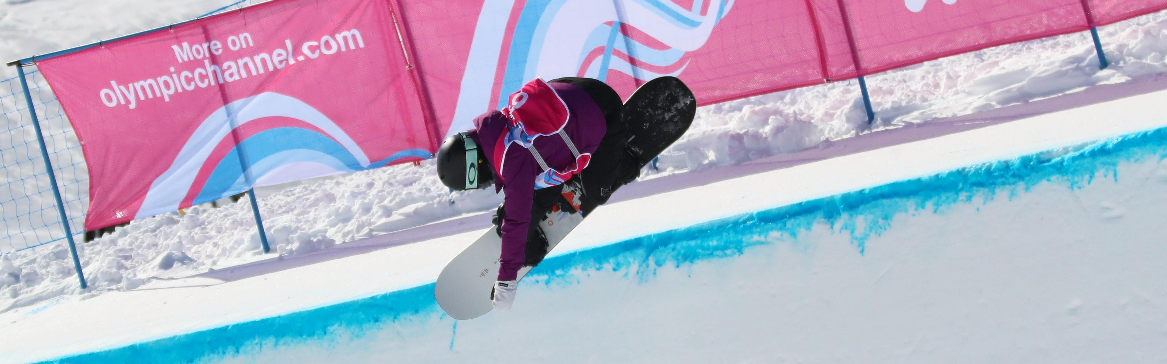 Tessa pops out of the halfpipe at the 2020 Winter Youth Olympics. 