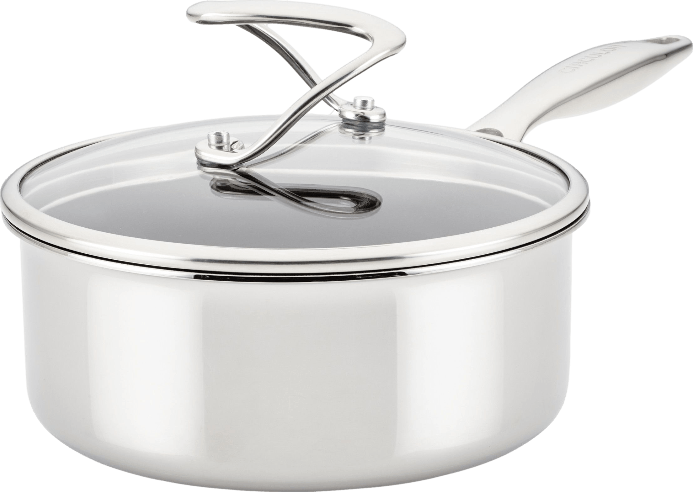 Circulon Clad Stainless Steel Induction Saucepan with Glass Lid and Hybrid SteelShield and Nonstick Technology, 2-Quart, Silver