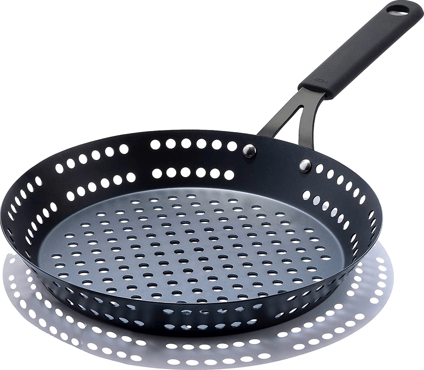 OXO Obsidian Carbon Steel 12" Bbq Fry Pan with Silicone Sleeve Black
