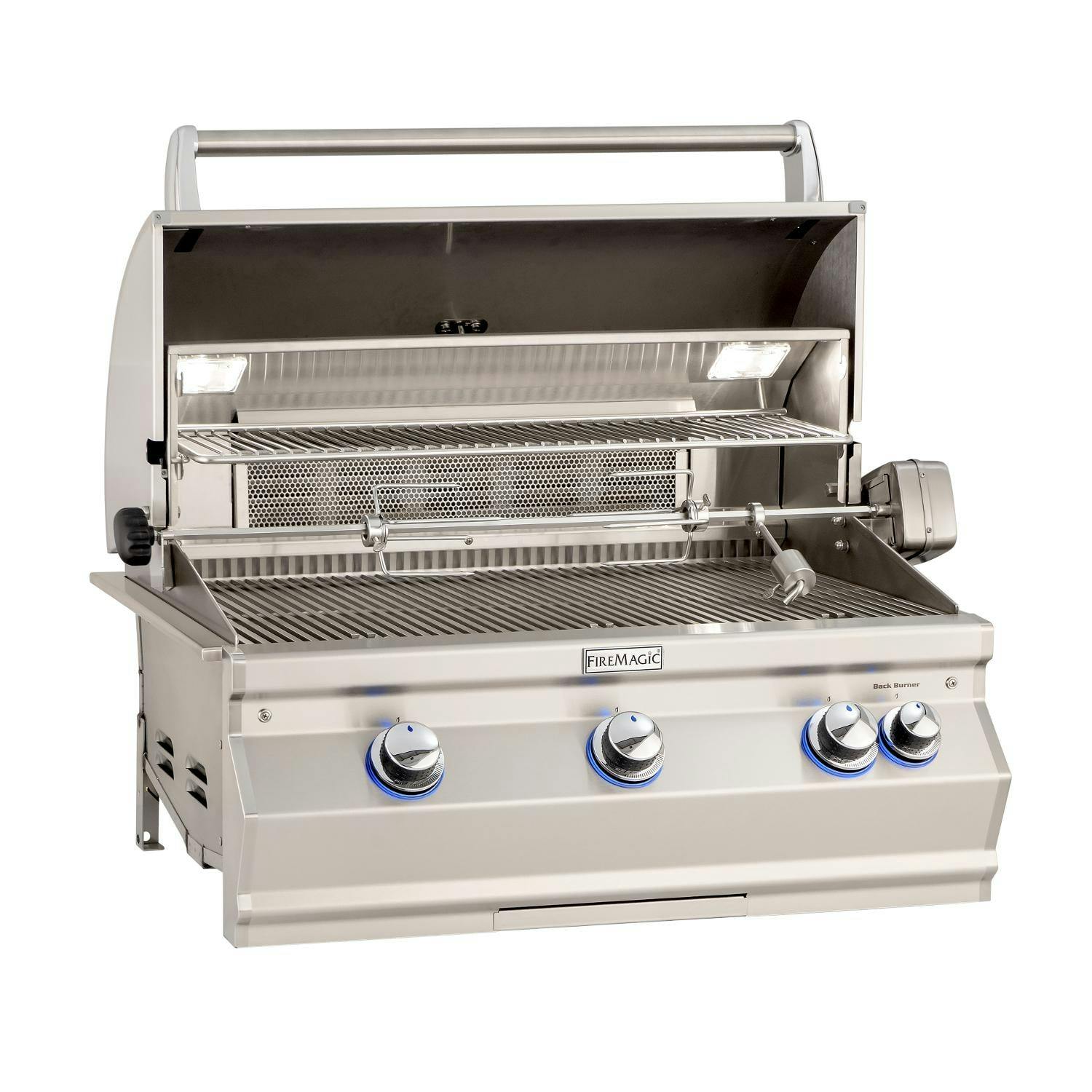 Fire Magic Aurora Built-in Gas Grill with Rotisserie and Analog Thermometer · 36 in. · Natural Gas