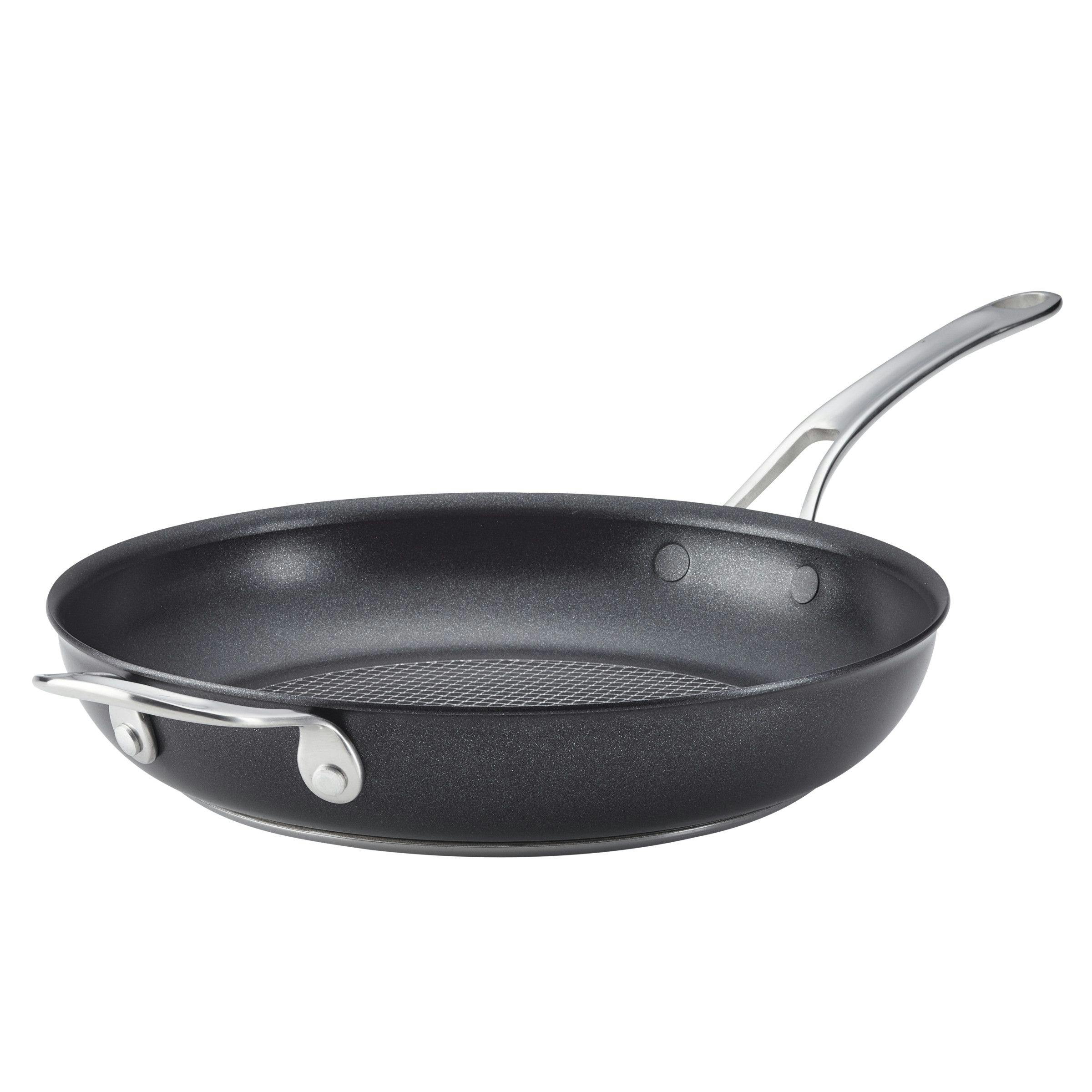 Anolon X Hybrid Nonstick Induction Frying Pan With Helper Handle, 12-Inch, Super Dark Gray
