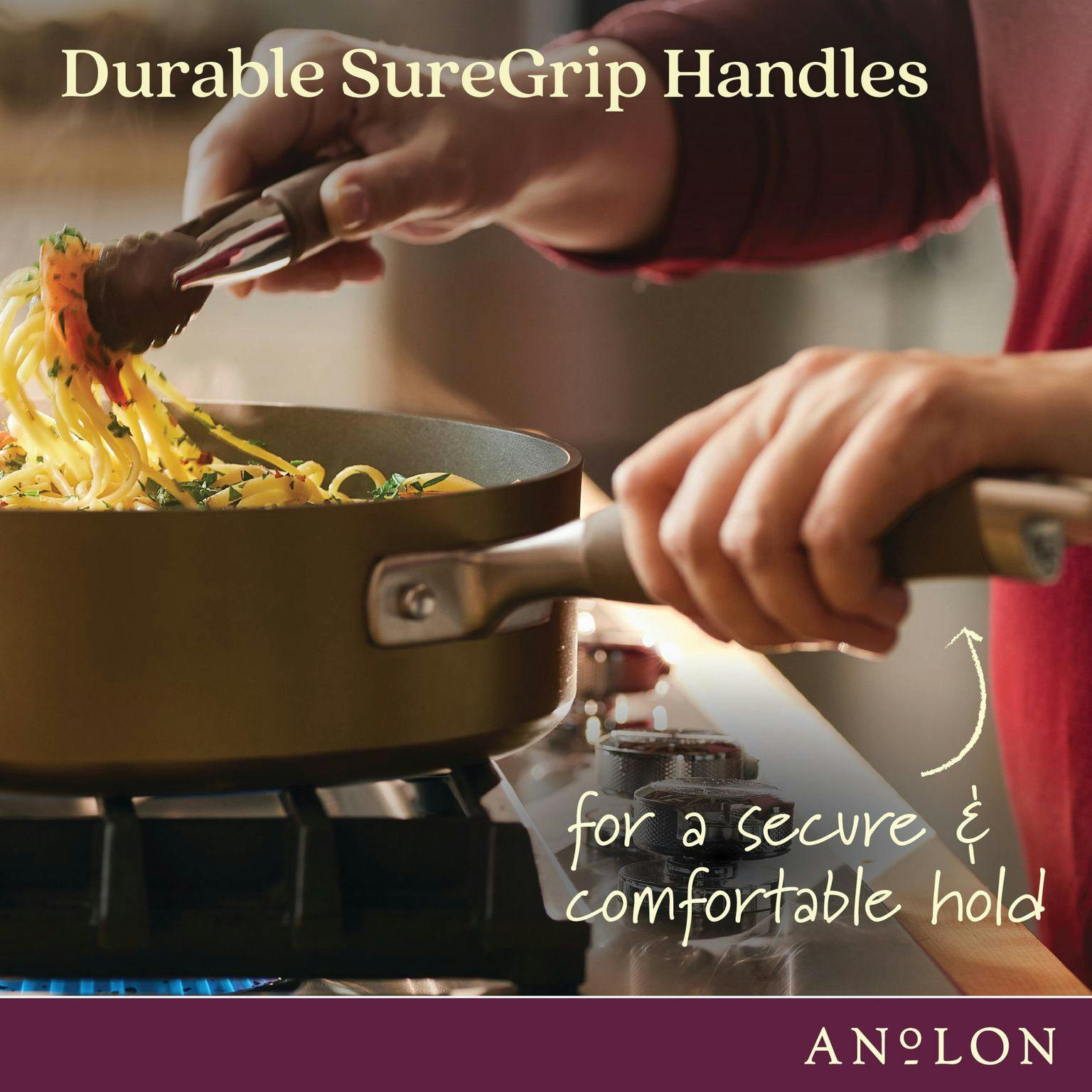 Anolon Advanced Home Hard-Anodized Nonstick Wide Stockpot with Lid, 7.5-Quart, Bronze