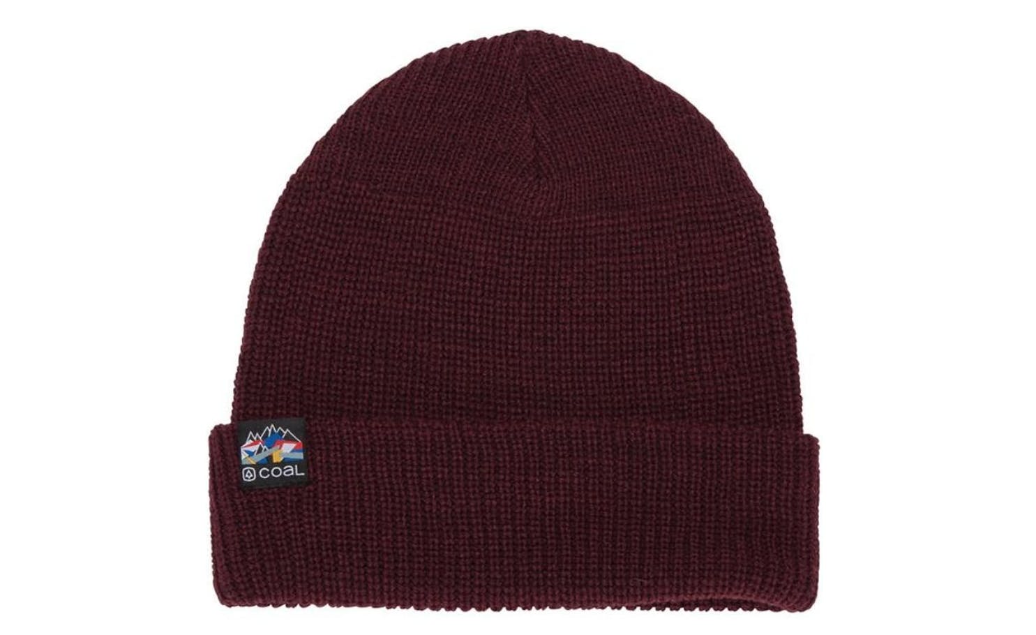 Product image of the Coal Squad Beanie in maroon.