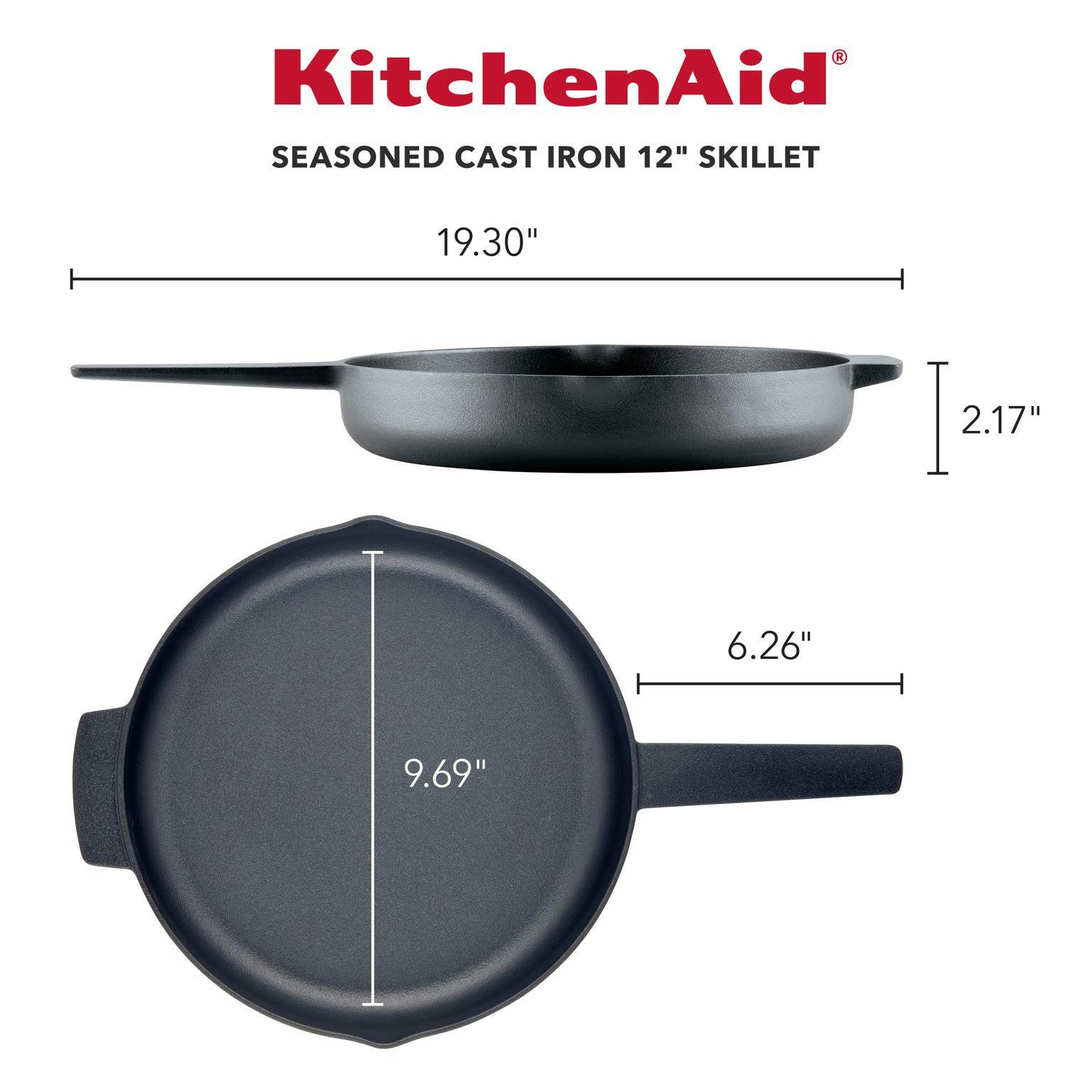 KitchenAid Seasoned Cast Iron Induction Skillet, 12-Inch, Cast Iron Black