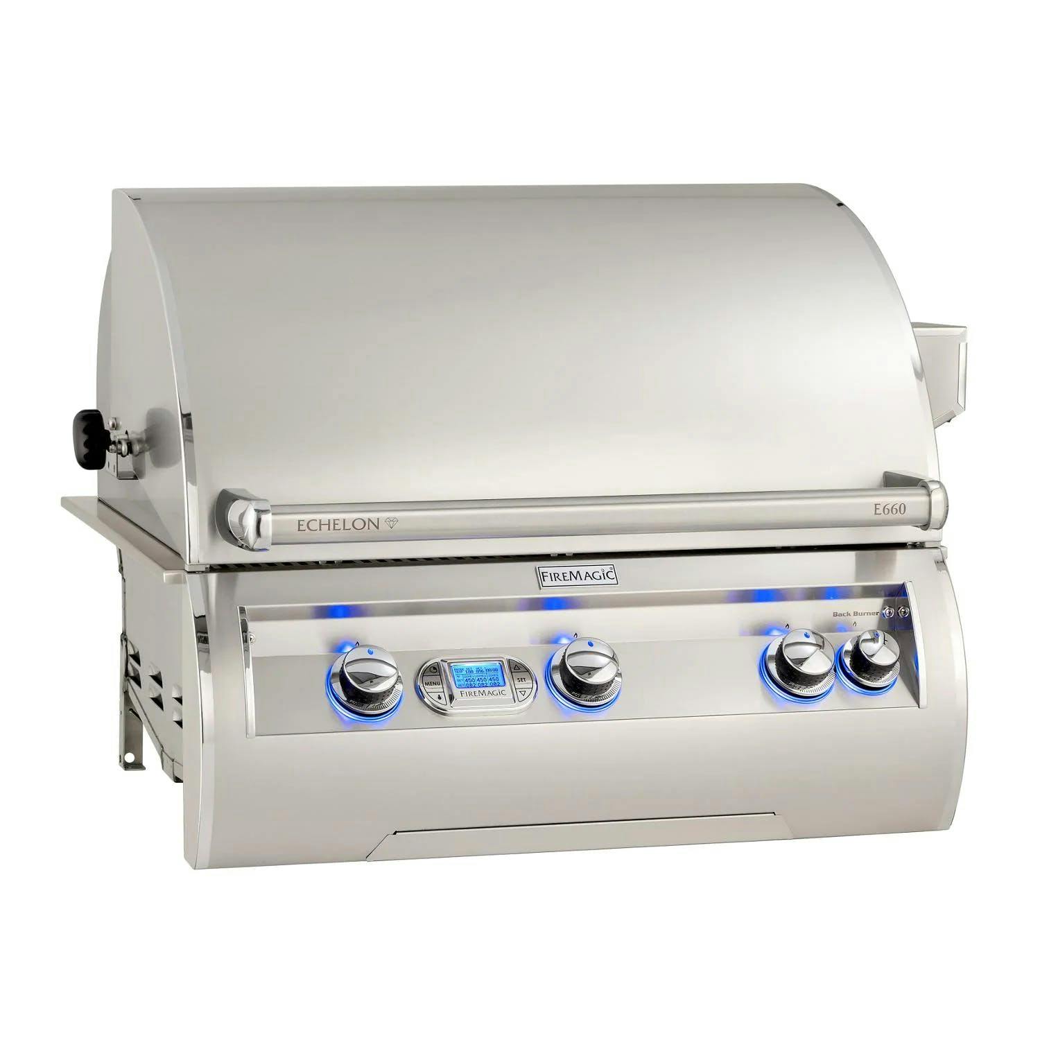 Fire Magic Echelon Diamond Built-in Gas Grill with One Infrared Burner, Rotisserie, & Digital Thermometer
