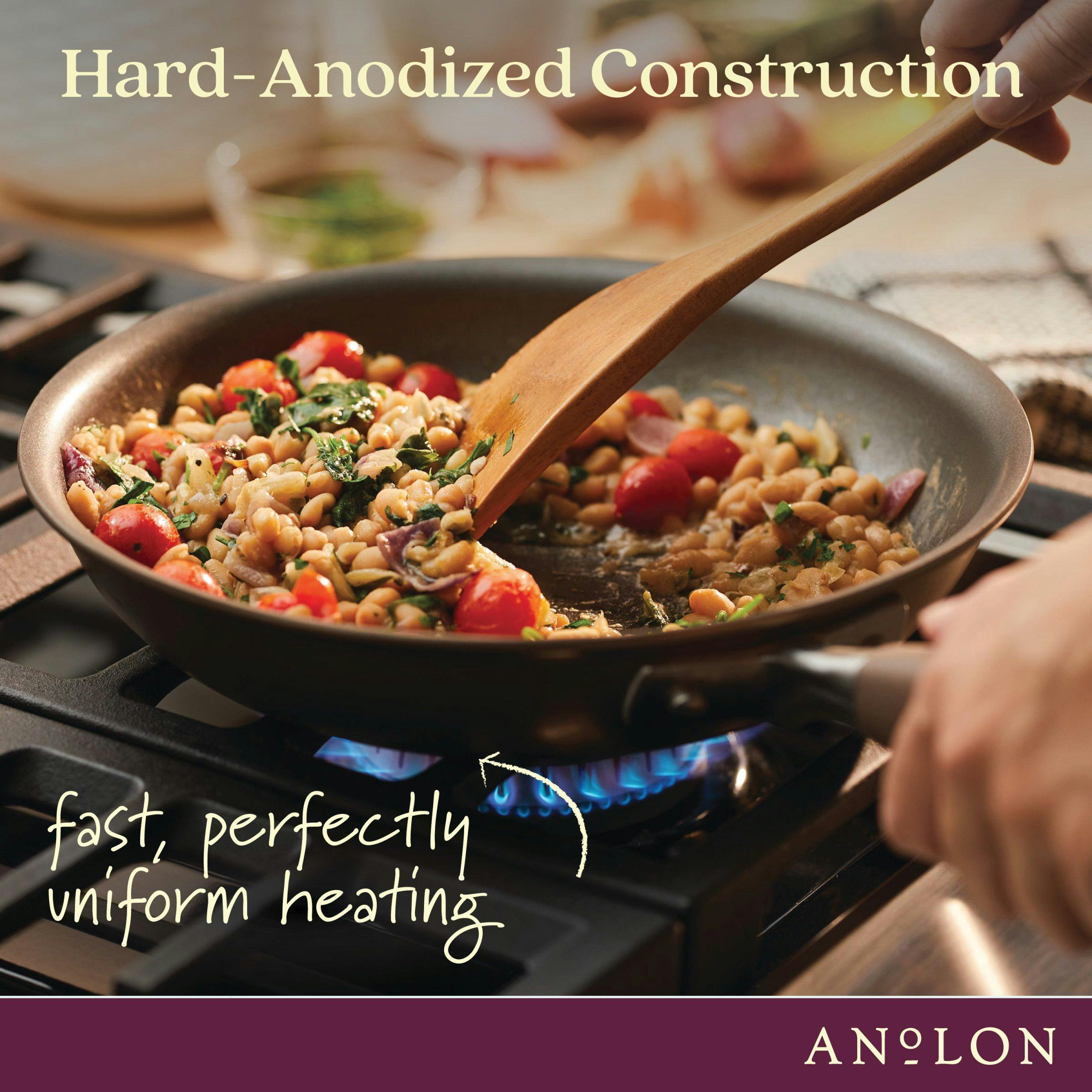 Anolon Advanced Home Hard-Anodized Nonstick Saucepot with Lid, 4.5-Quart, Bronze