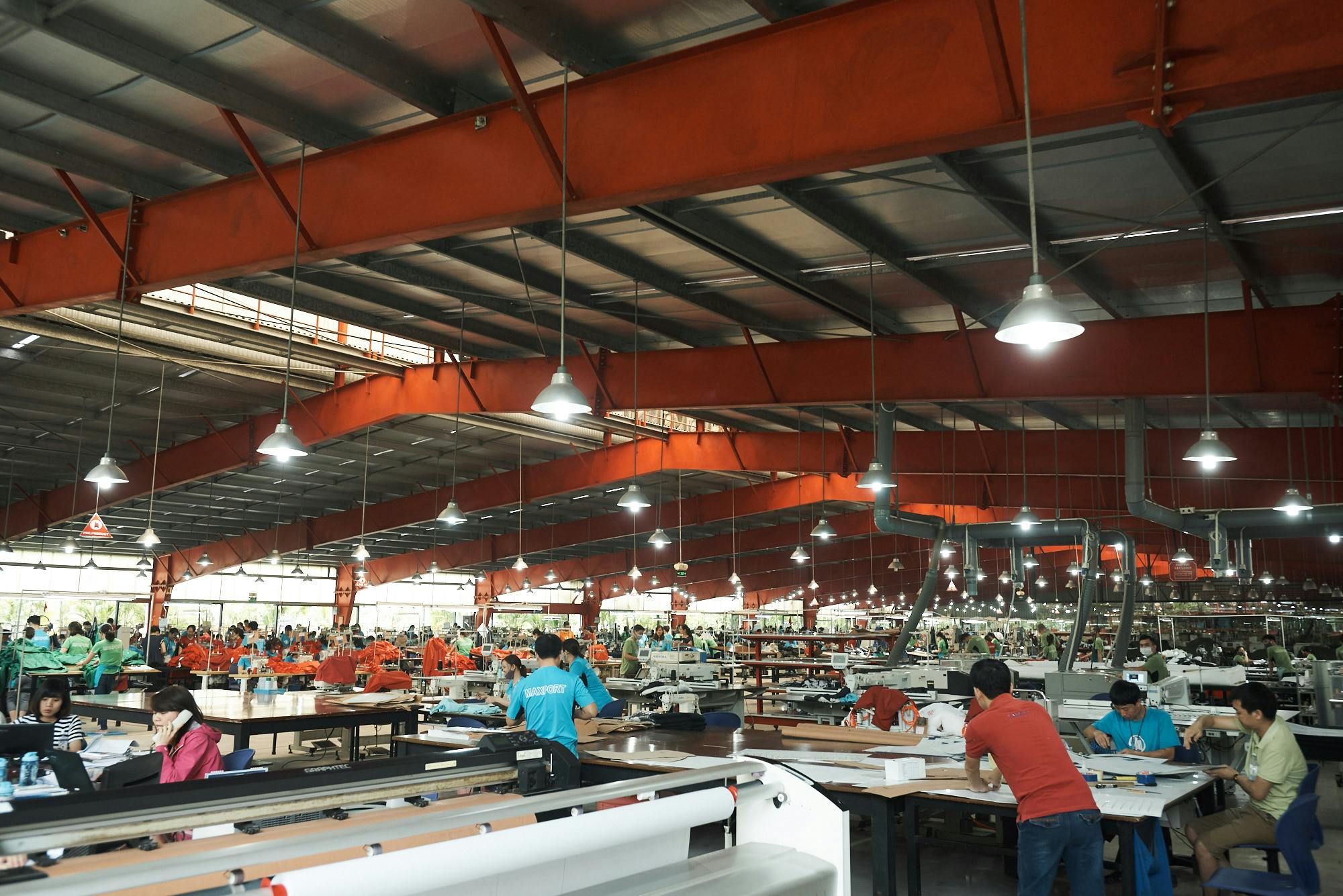 The inside of the Mountain Hardwear factory in Vietnam