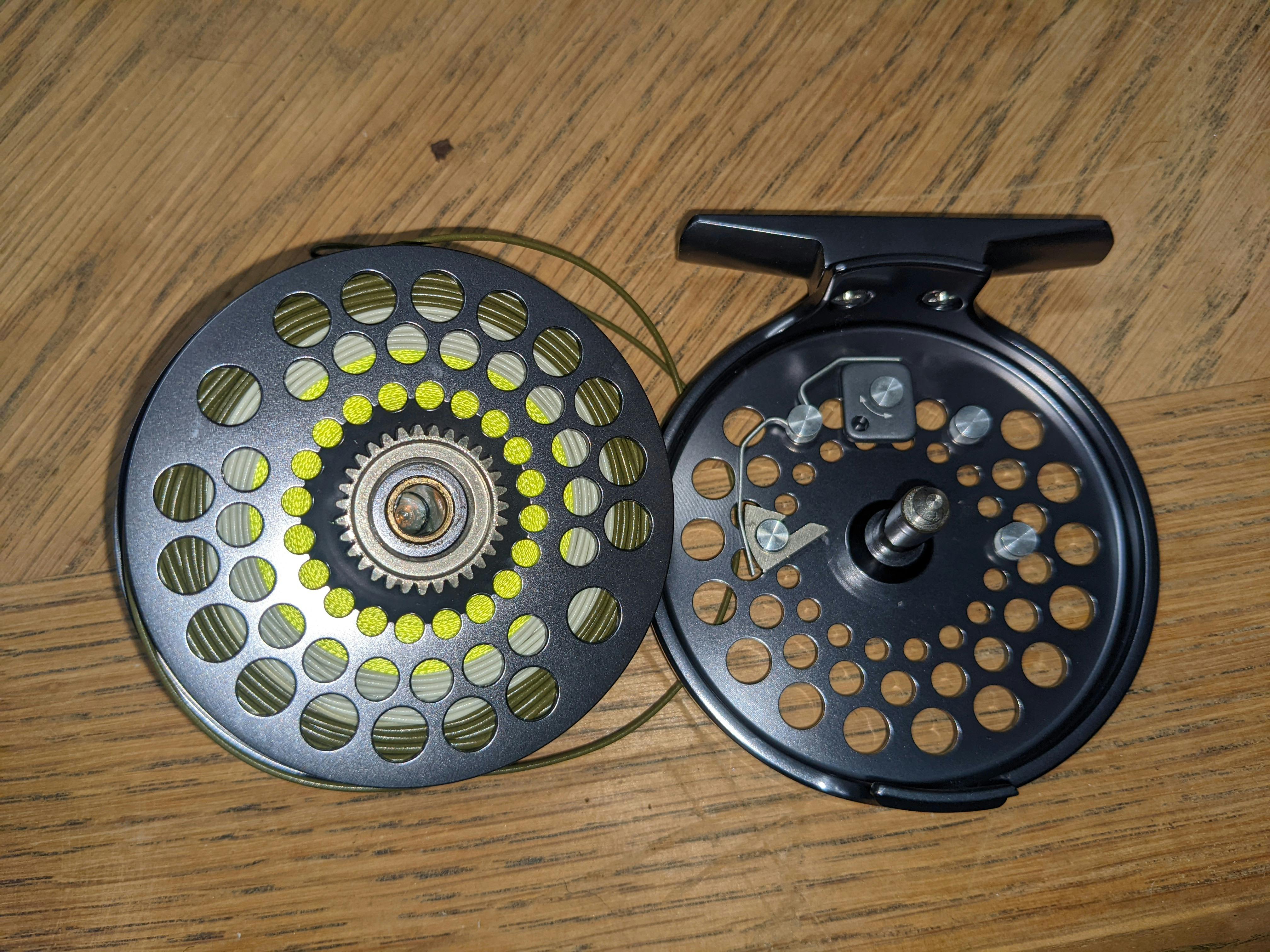 An Orvis Battenkill Click and Pawl Reel Drag. 