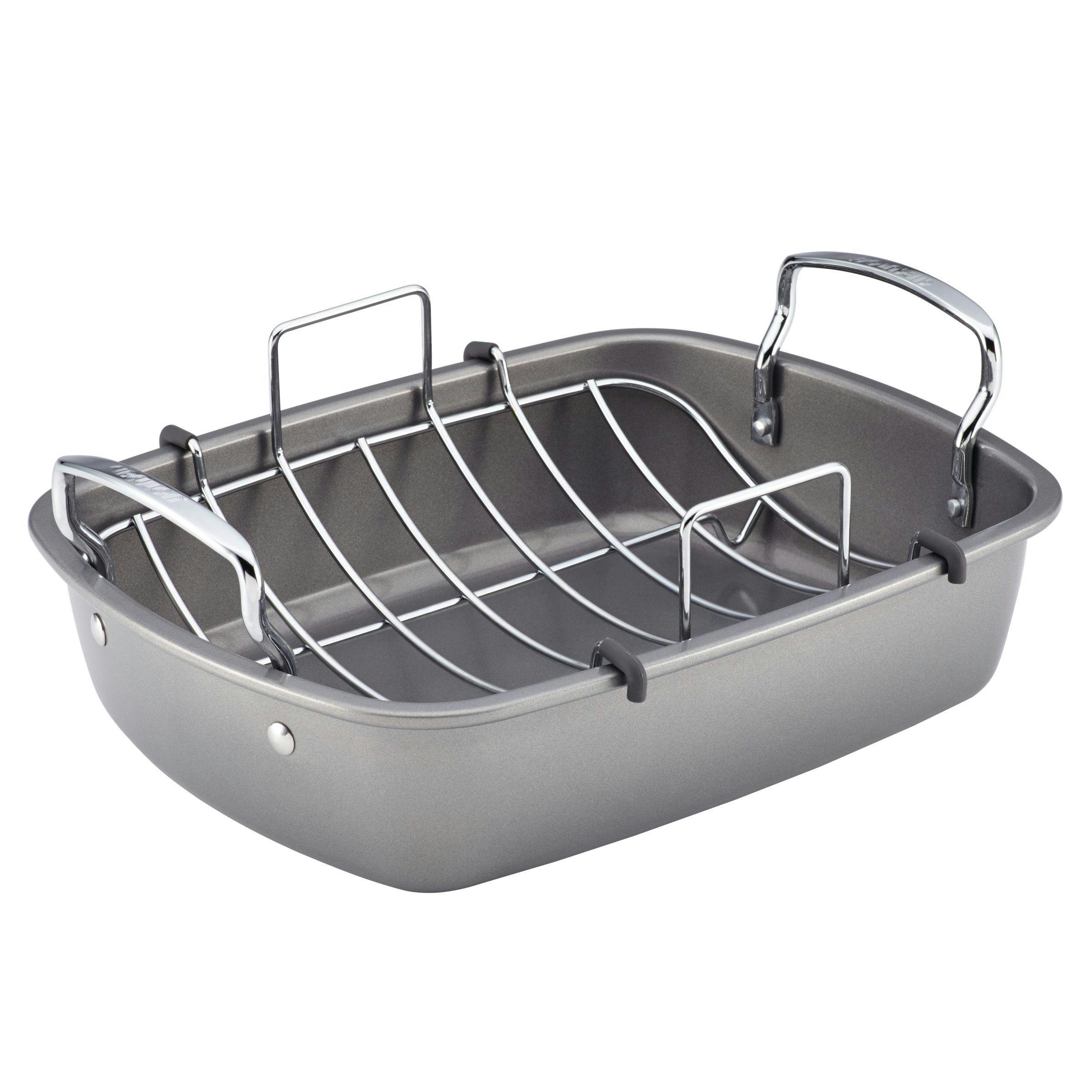 Circulon Total Bakeware Nonstick Roaster with Rack, 17-Inch x 13-Inch, Gray
