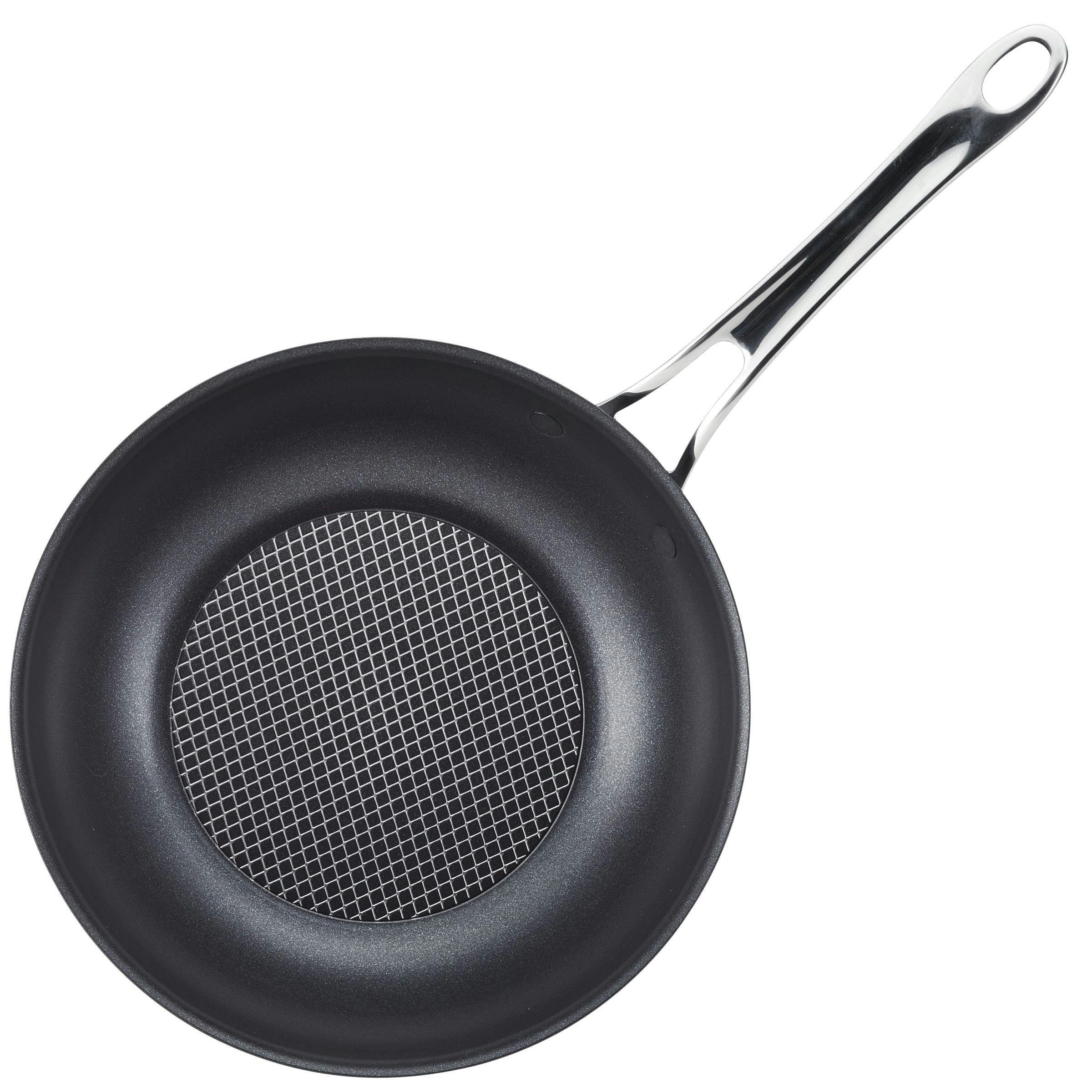 Anolon X Hybrid 10 Nonstick Induction Fry Wok with Lid Super Dark Gray
