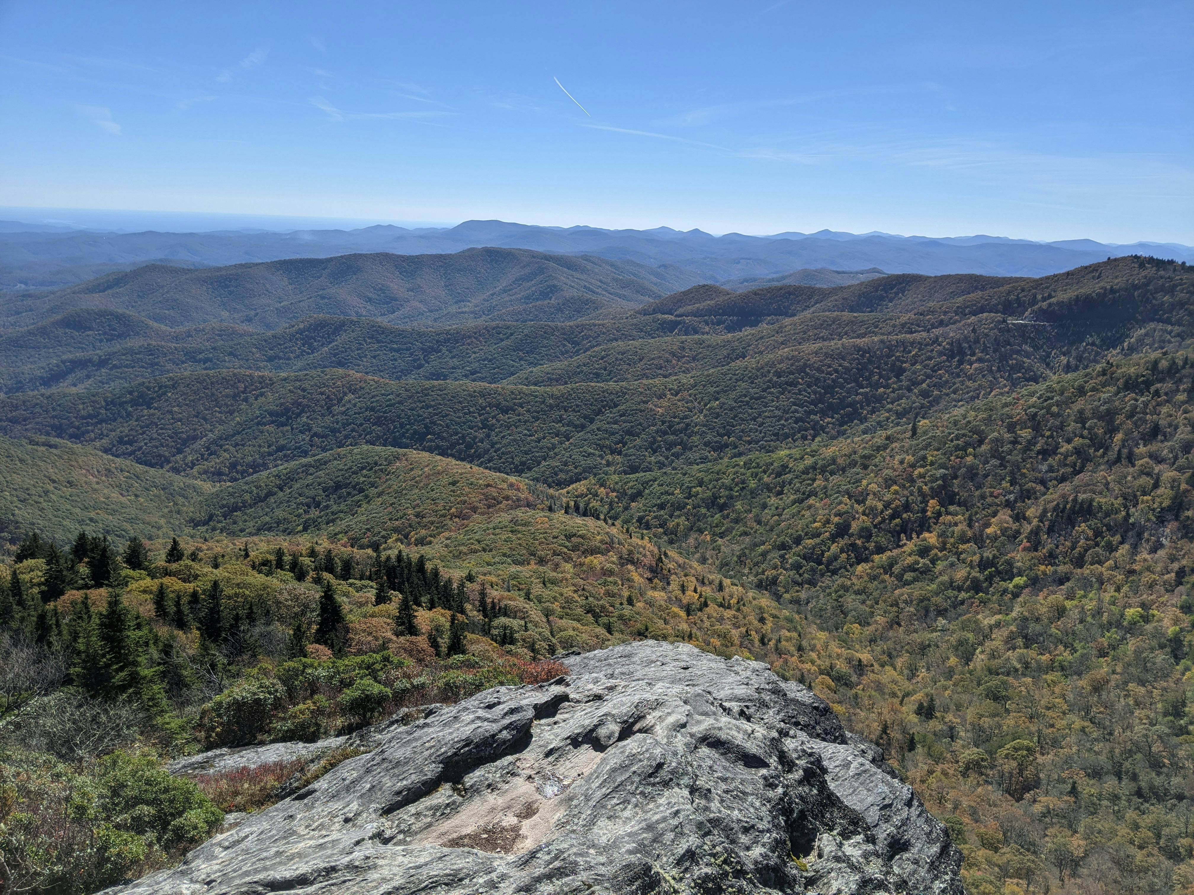 An expansive view of the rolling hills of Shining Rock Wilderness