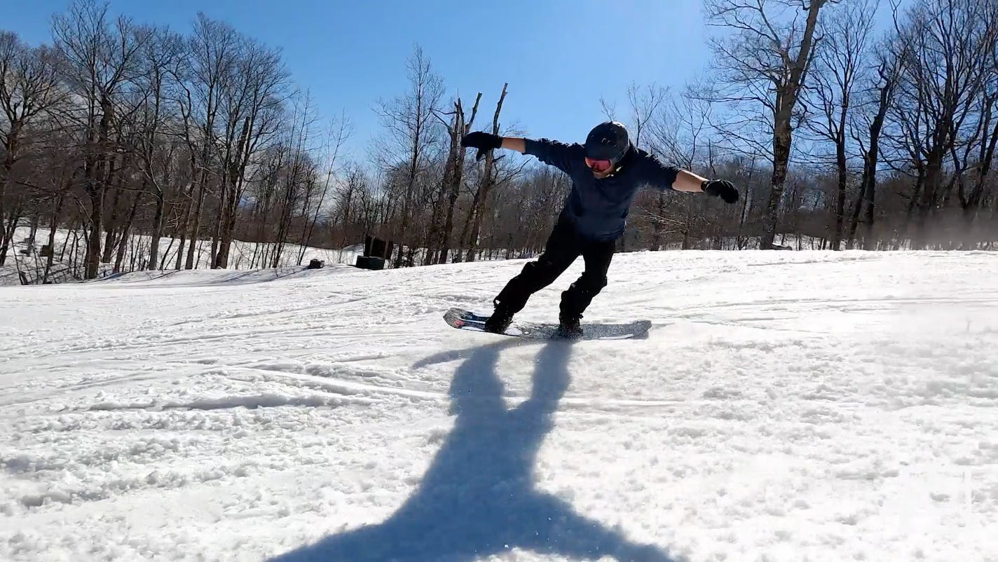 Curated expert Franco DiRienzo buttering on the Lib Tech Orca snowboard