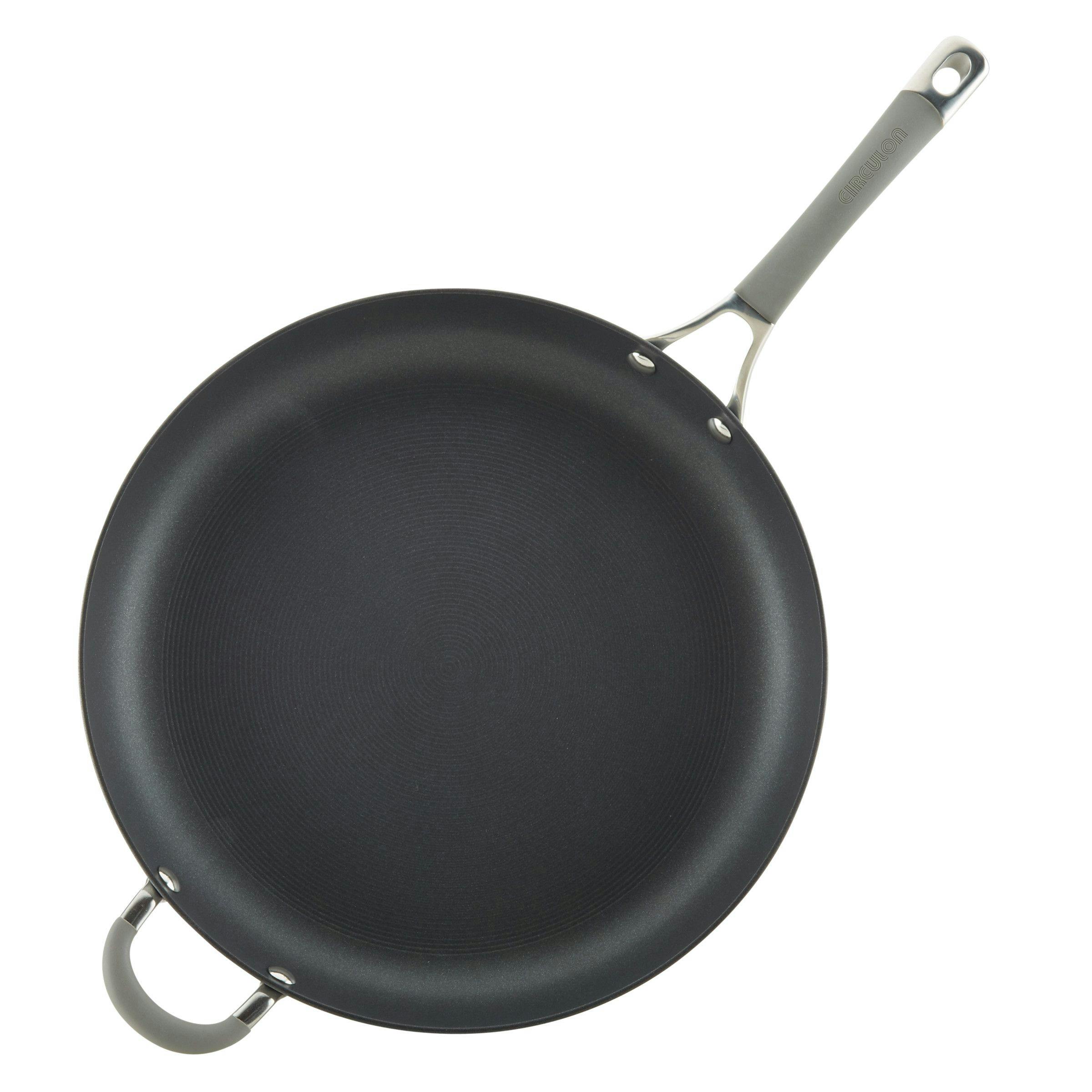 Circulon Elementum Hard-Anodized Nonstick Frying Pan with Helper Handle, 14-Inch, Oyster Gray