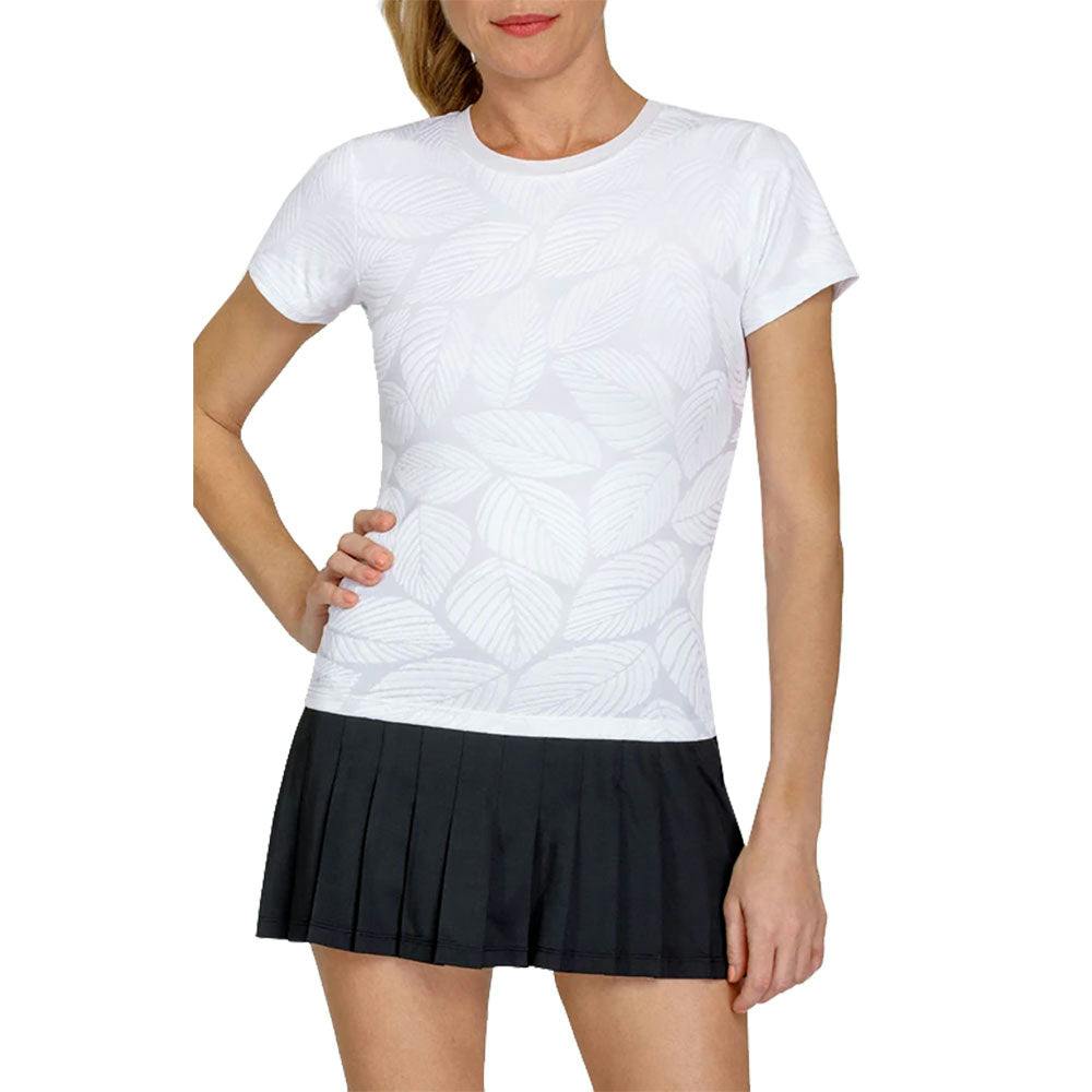 Tail Oriana Fading Leaves Chalk Womens Short Sleeve Tennis Shirt - LEAVE CHALK Q70 / S