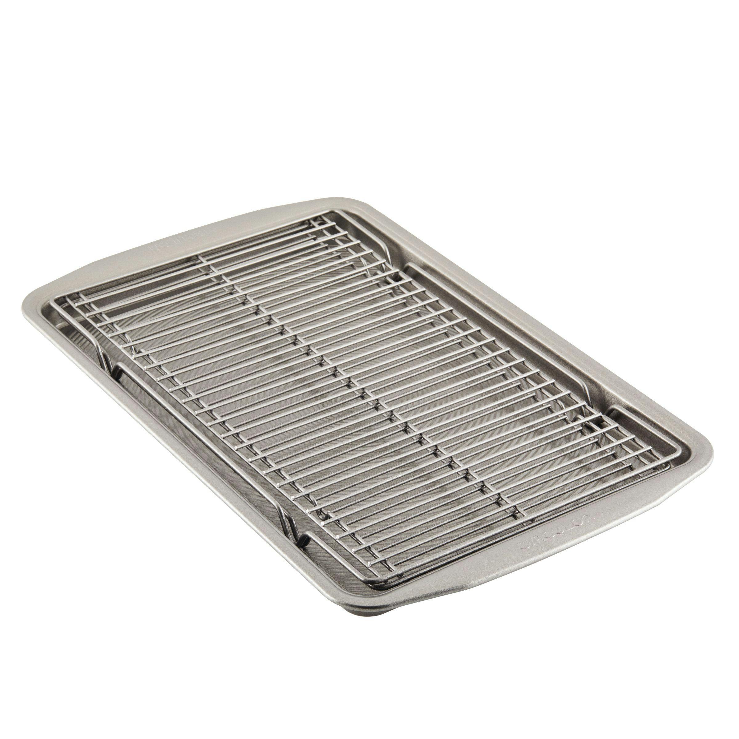 Circulon Bakeware 11 x 17-in Baking Sheet Pan and Cooling Rack Set, 3-Piece, Silver