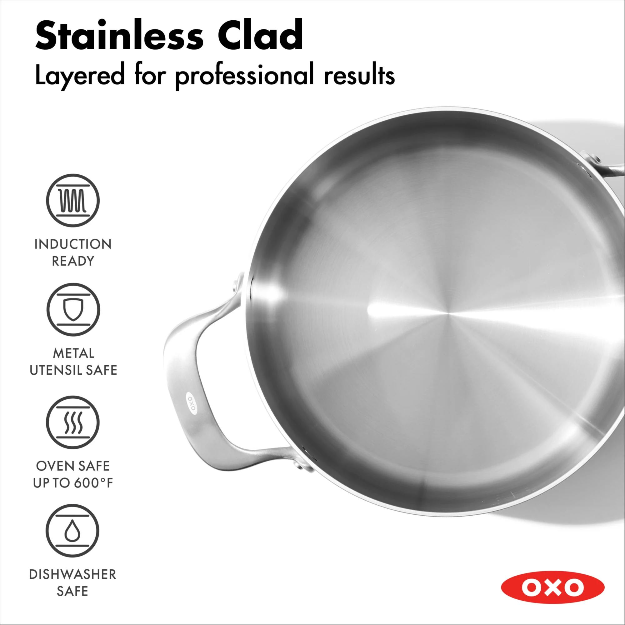 OXO Tri-Ply Stainless Non-Stick Mira Series 5.2 Qt Casserole with Lid