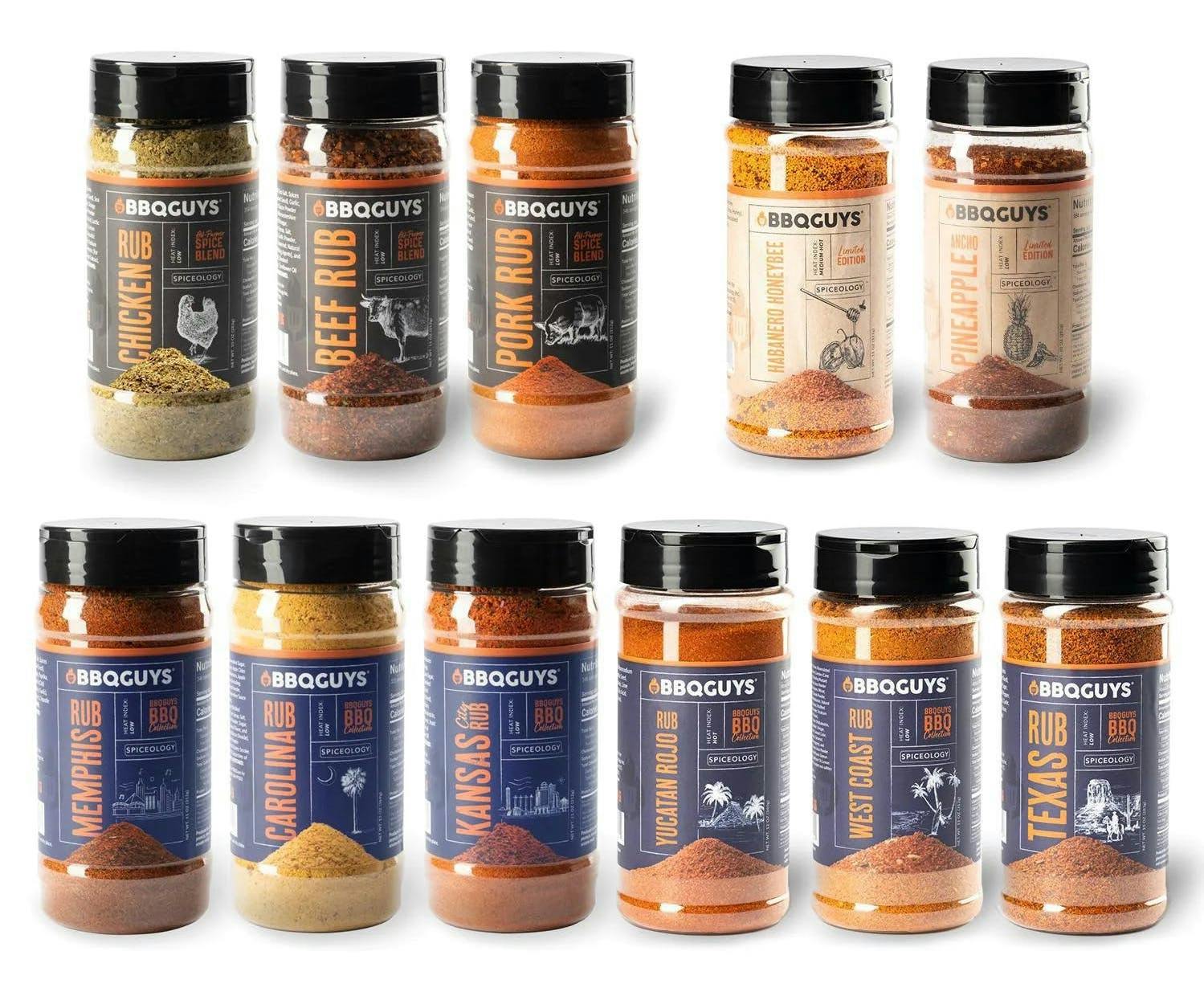 Product image of the BBQ Guys x Spiceology Complete Rub Collection. 