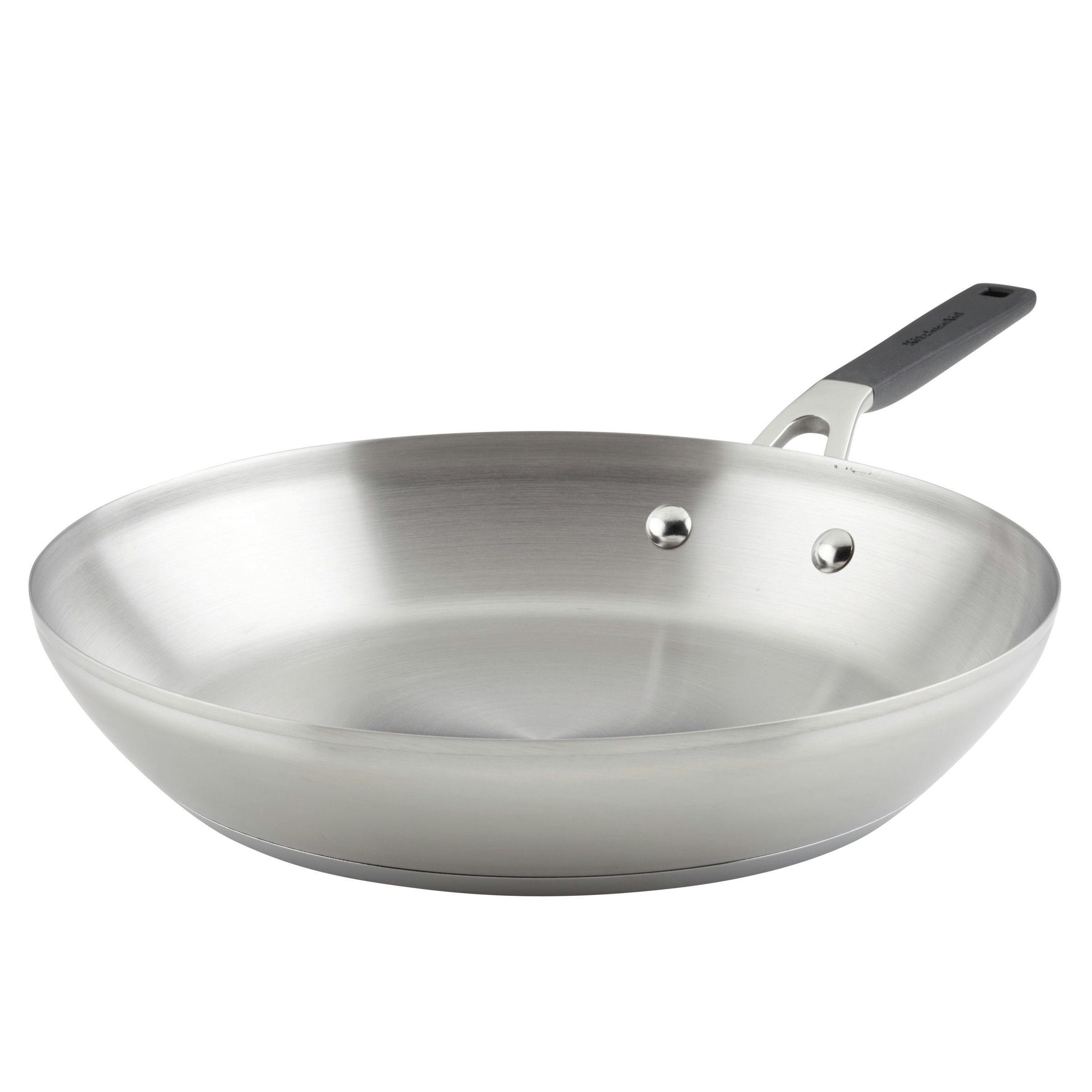 KitchenAid Stainless Steel Induction Frying Pan, 12-Inch, Brushed Stainless Steel