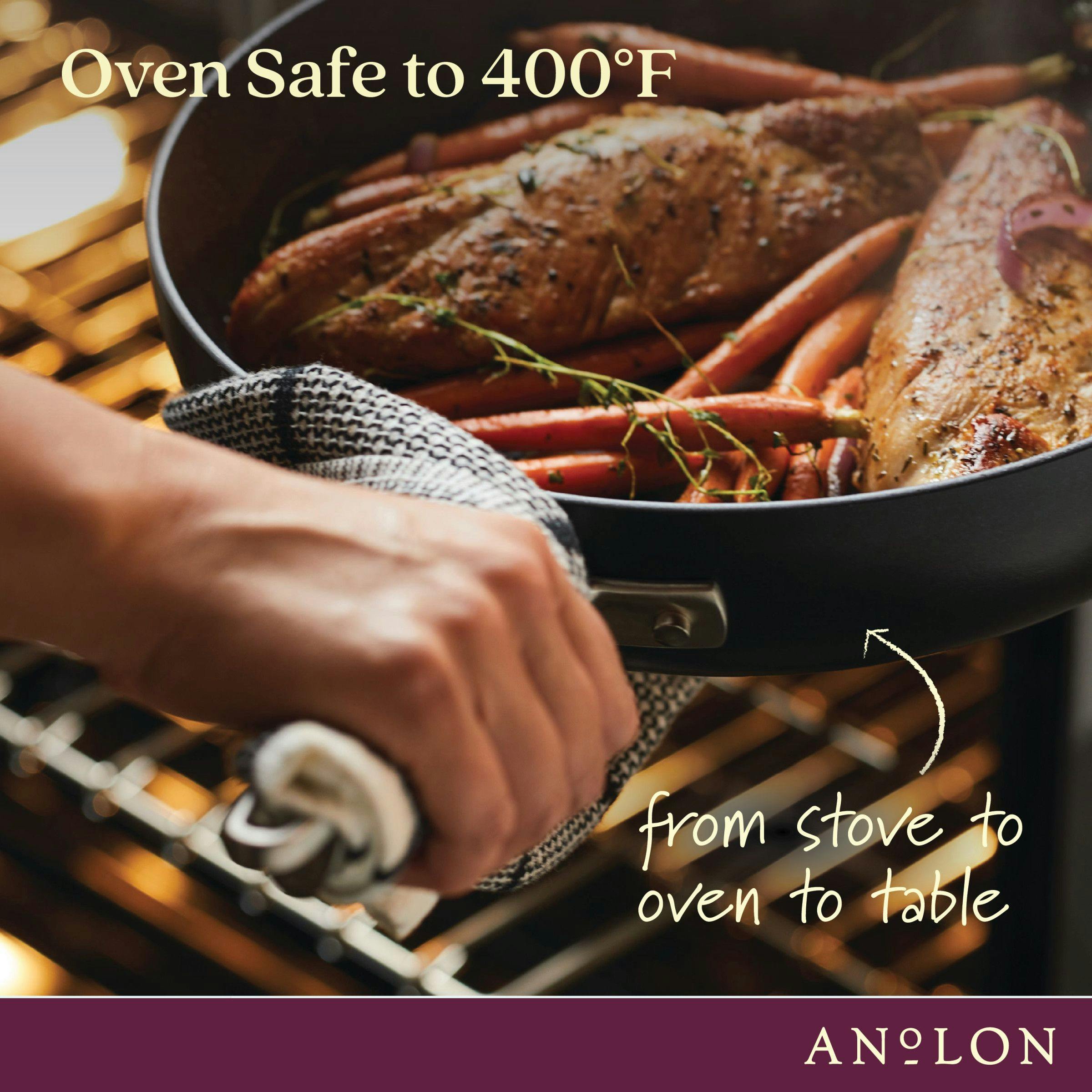 Anolon Advanced Home Hard-Anodized Nonstick Frying Pan with Helper Handle, 14.5-Inch, Onyx