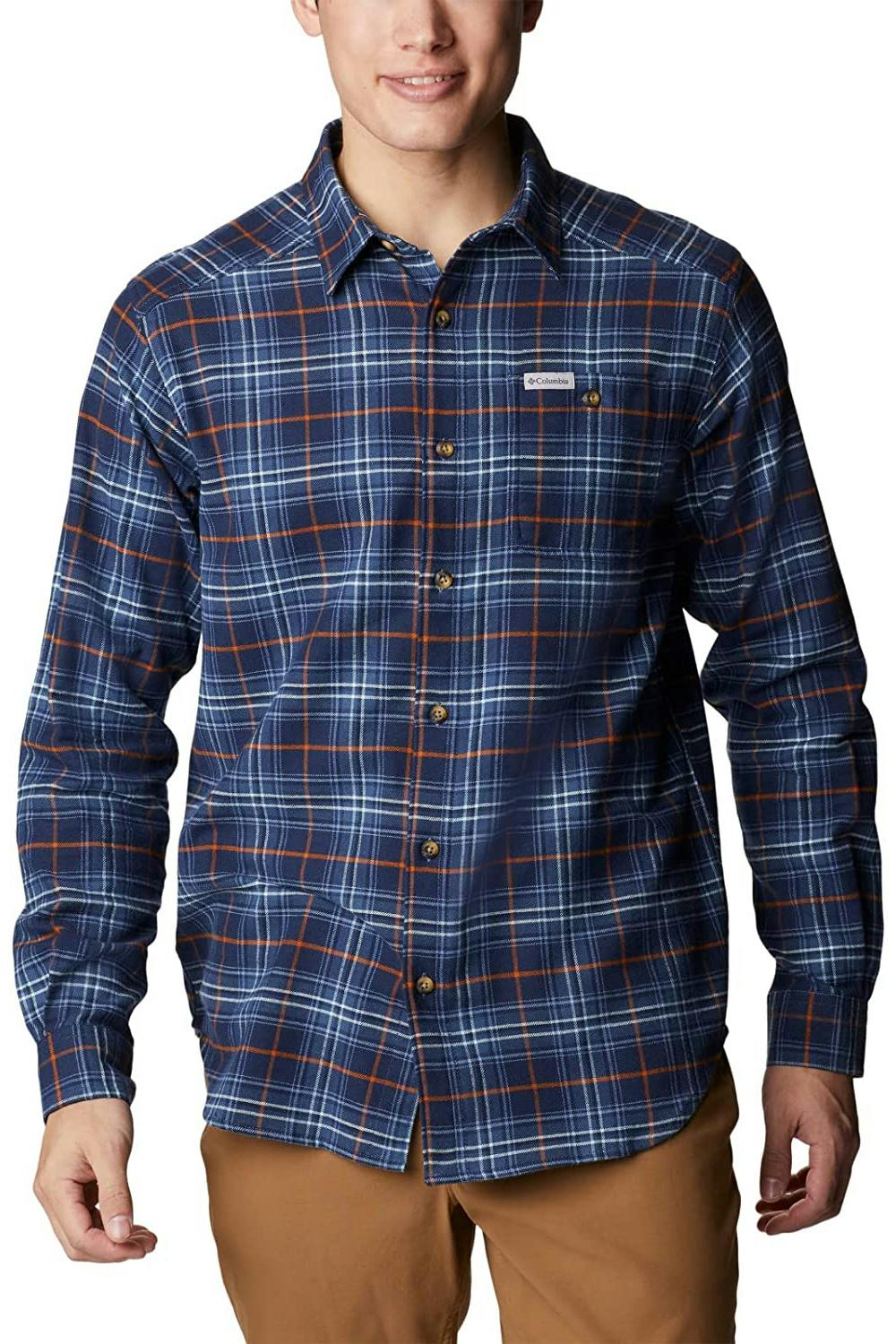 Columbia - Mens Cornell Woods Flannel Long Sleeve - MD Dark Mountain M
