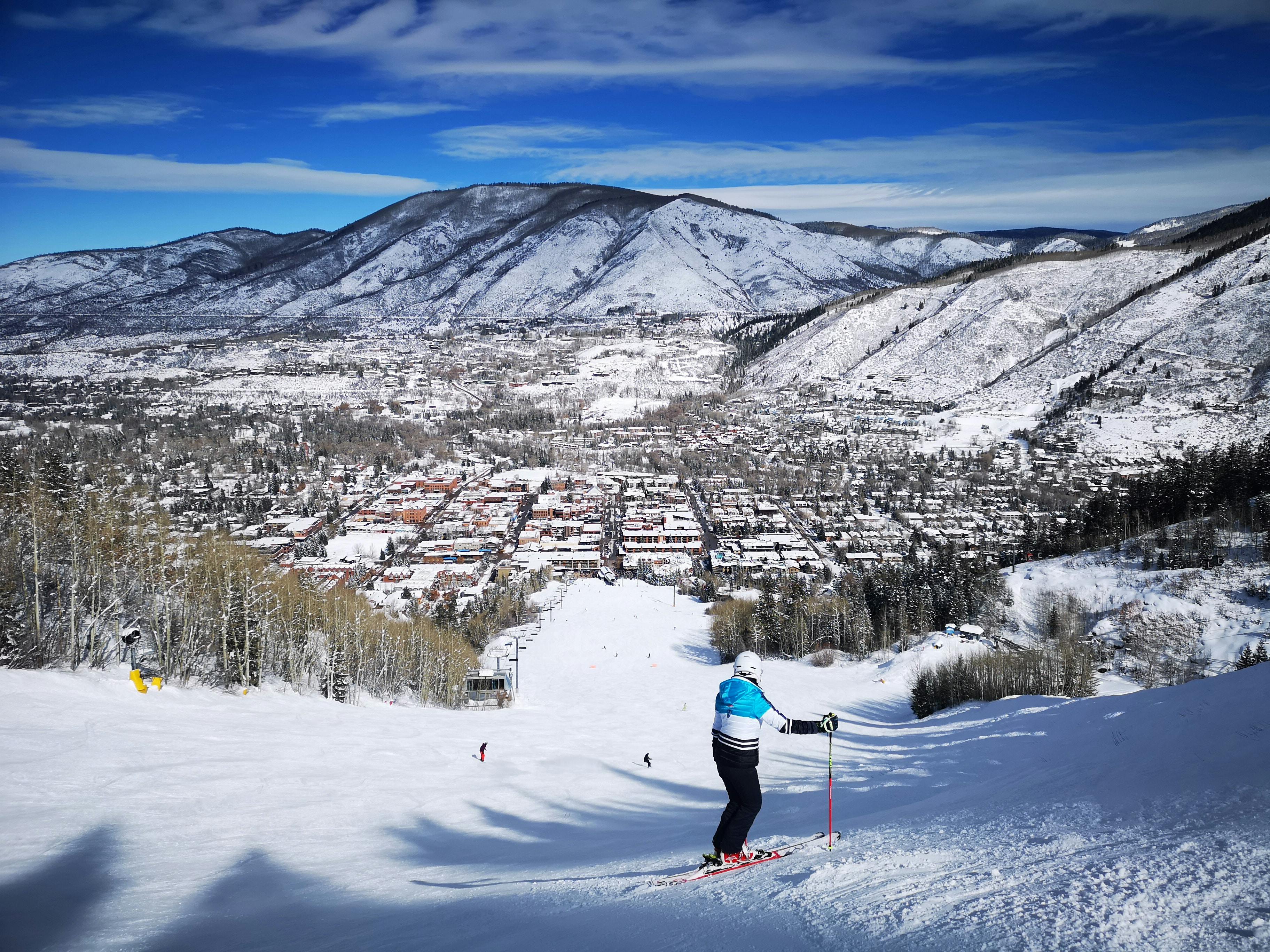 A skier on a ski hill in Aspen, Colorado. 