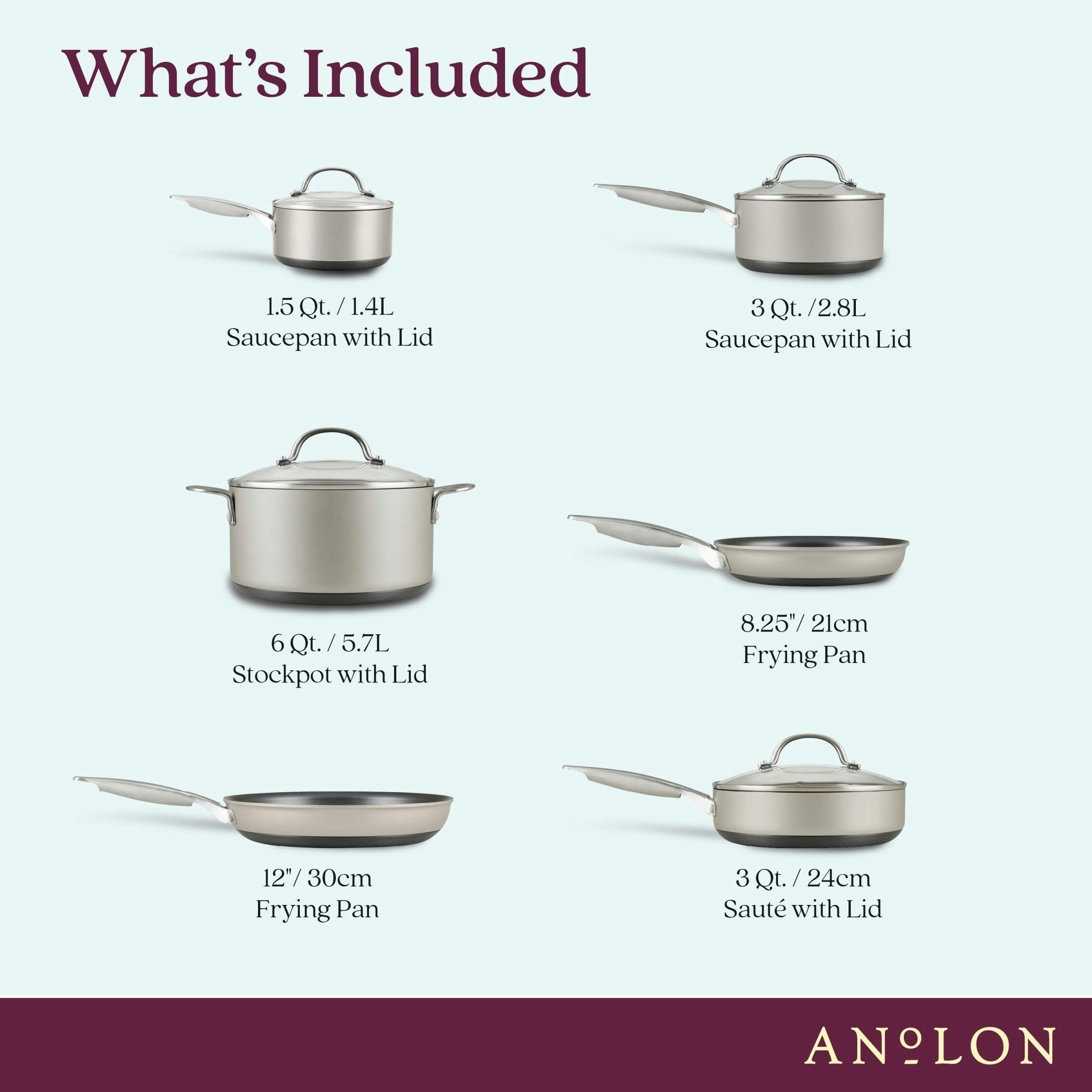  Anolon Advanced Hard Anodized Nonstick Sauce Pan/Saucepan with  Lid, 2 Quart, Gray: Anolon Cookware: Home & Kitchen