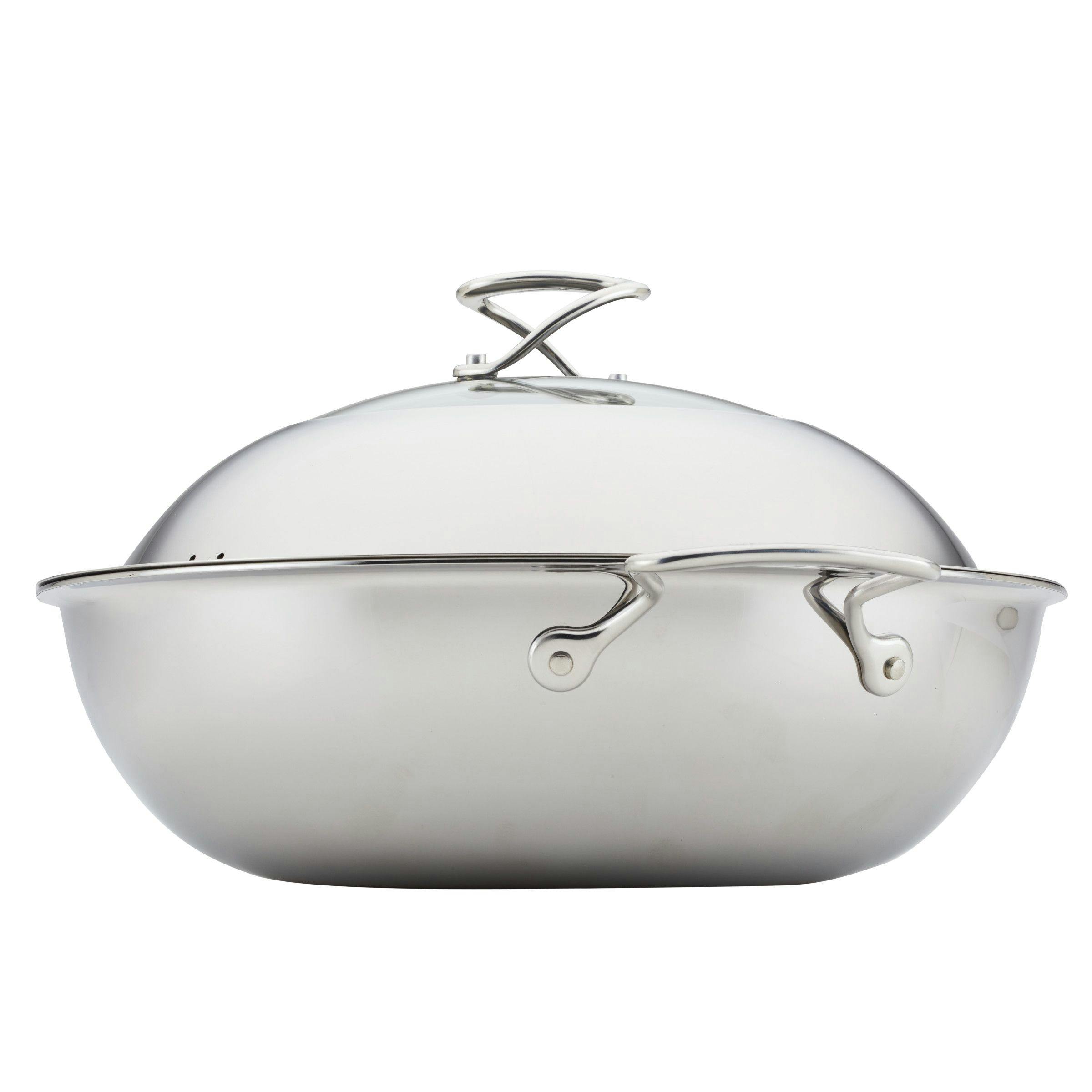 Circulon Clad Stainless Steel Induction Wok with Glass Lid and