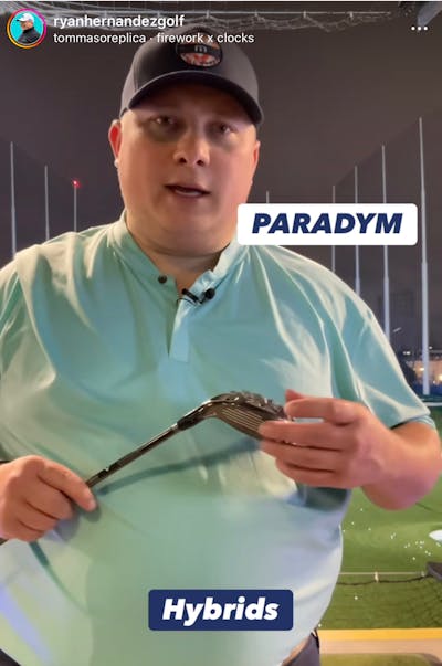A golfer holding the Callaway Paradym X Hybrid. 