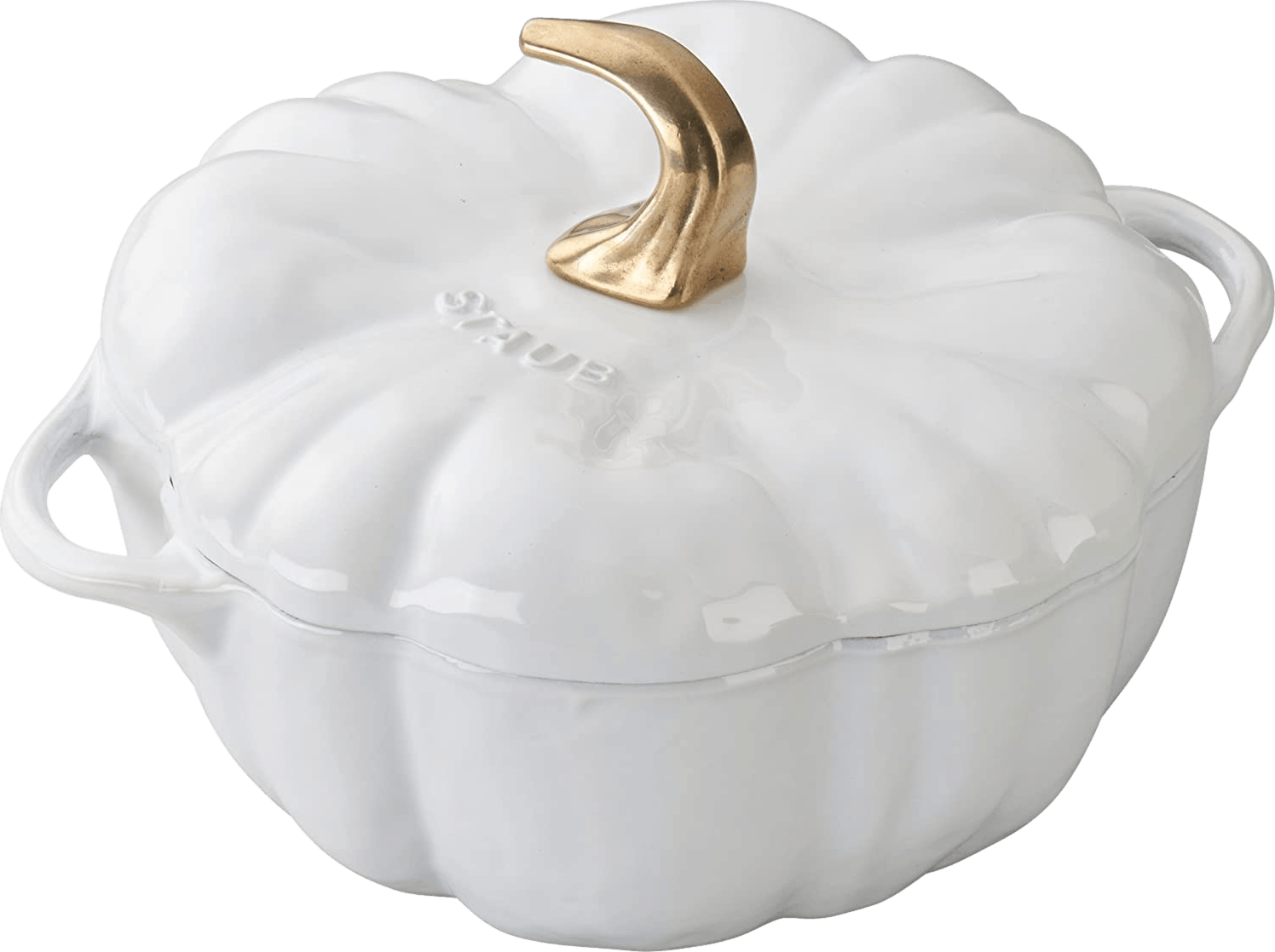 Staub Cast Iron 3.5-QT Pumpkin Cocotte With Stainless Steel Knob - White
