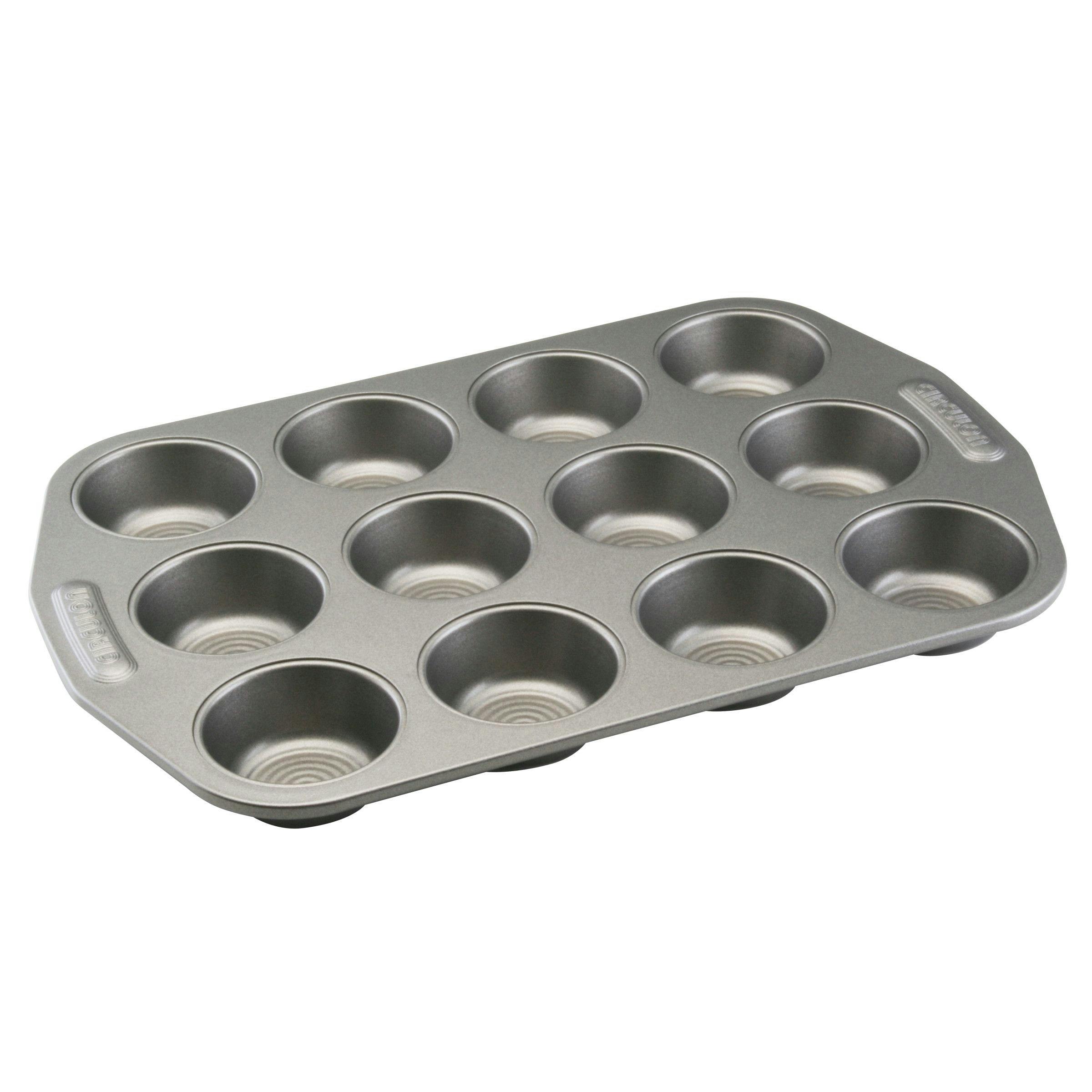 Basics Nonstick Round Muffin Baking Pan, 12 Cups, Set of 2, Gray,  13.9x10.55x1.22