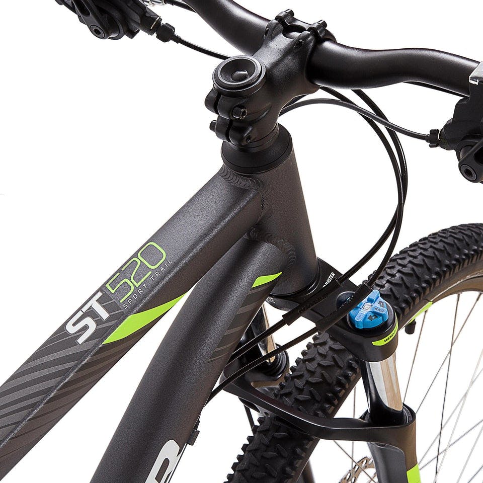 Decathlon Rockrider ST520 24-Speed Mountain Bike · Dark Grey/Neon Green · XL