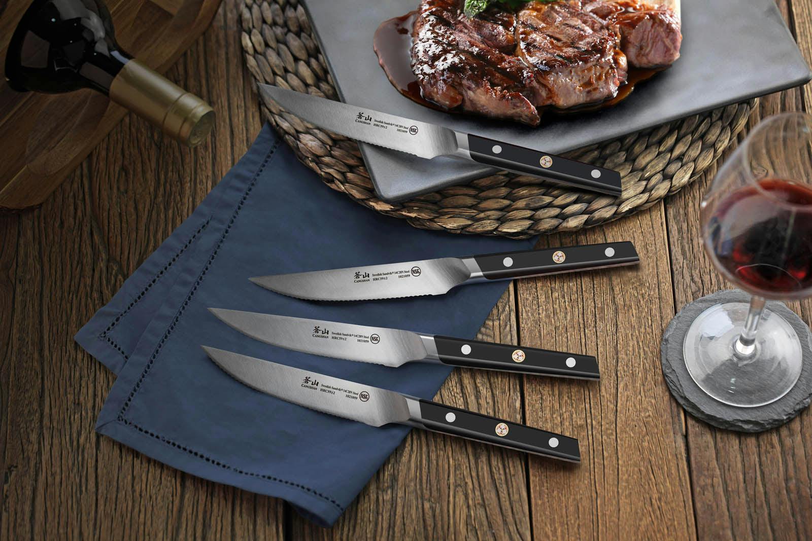 TC Series 6-Piece Steak Knife Block Set, Forged Swedish 14C28N