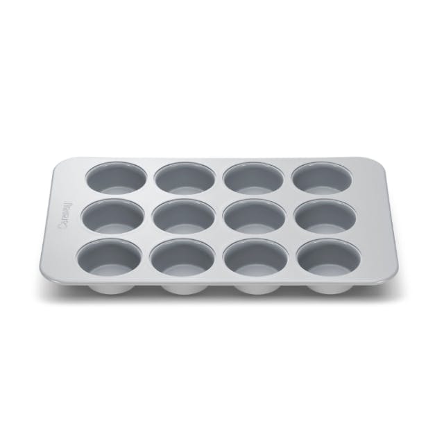 Anolon Advanced Nonstick 12-Cup Muffin Tin With Silicone Grips and Lid /  Nonstick 12-Cup Cupcake Tin With Silicone Grips and Lid - 12 Cup, Gray