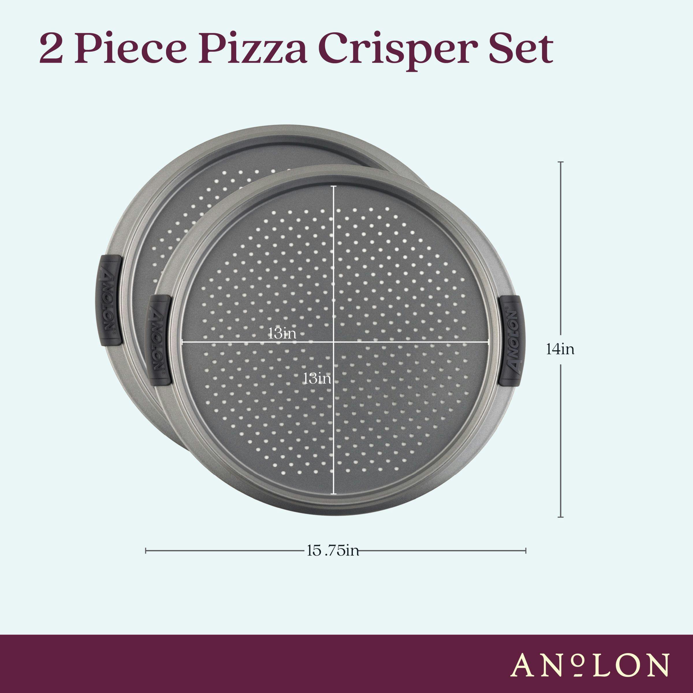Anolon Advanced Nonstick Bakeware Round Perforated Pizza Pan, 13-Inch, Gray