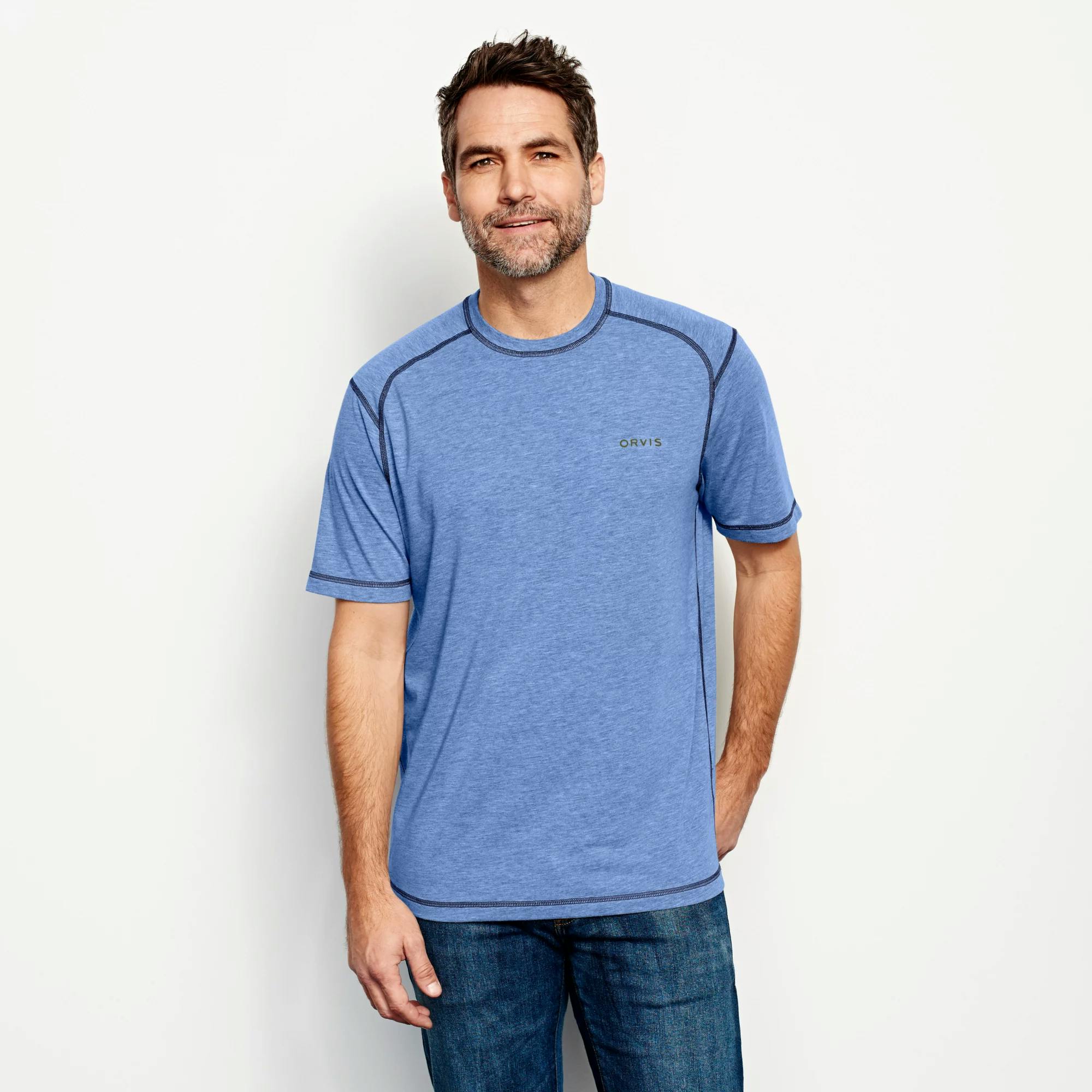 Men's Drirelease Long-sleeved Logo T-Shirt | Bright Cobalt | Size XL | Cotton/Polyester | Orvis